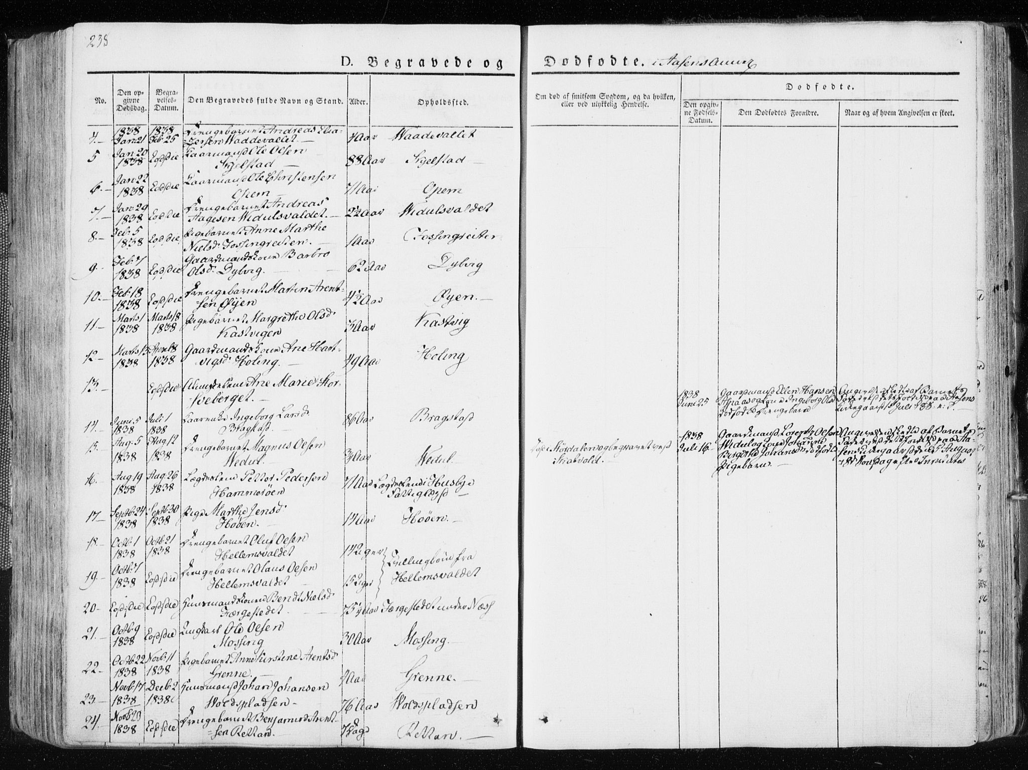 Ministerialprotokoller, klokkerbøker og fødselsregistre - Nord-Trøndelag, SAT/A-1458/713/L0114: Parish register (official) no. 713A05, 1827-1839, p. 238