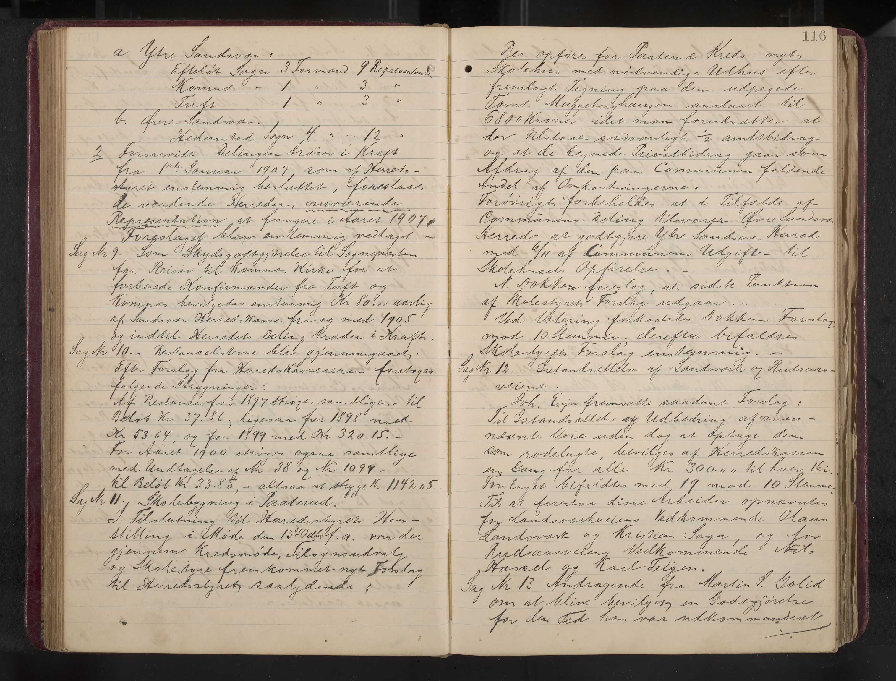 Ytre Sandsvær formannskap og sentraladministrasjon, IKAK/0629021/A/Aa/L0001: Møtebok med register, 1902-1919, p. 116
