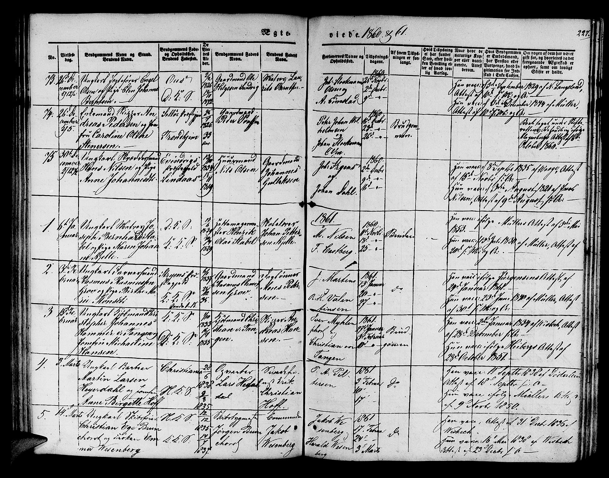 Korskirken sokneprestembete, SAB/A-76101/H/Hab: Parish register (copy) no. D 1, 1840-1867, p. 227