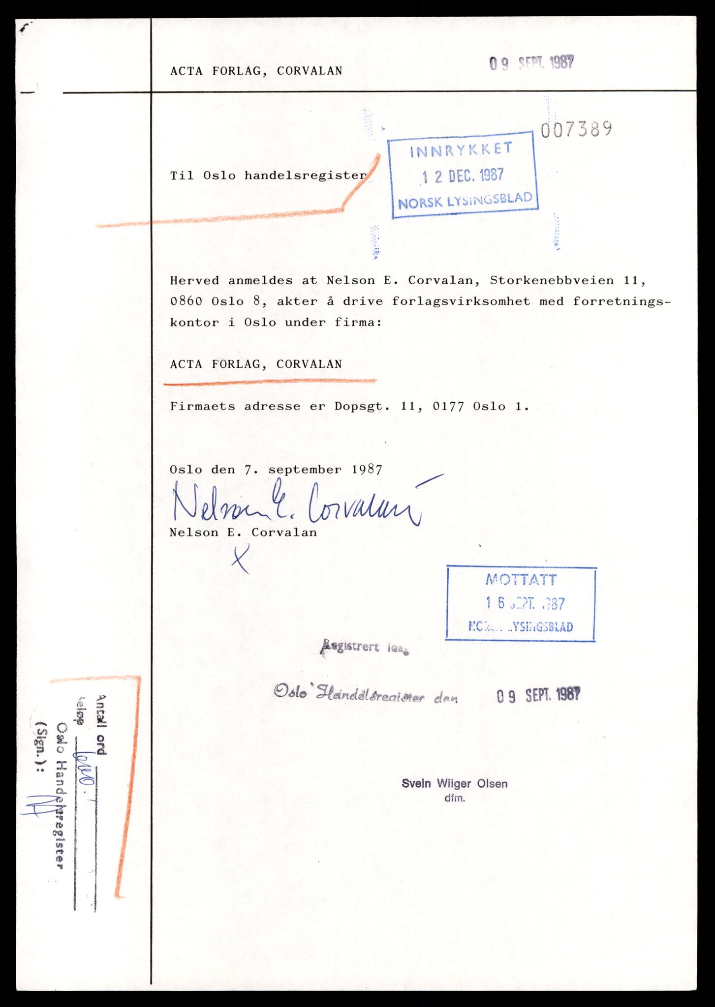 Oslo byfogd, Handelsregisteret, SAT/A-10867/G/Gc/Gca/L0007: Ikke konverterte foretak, Act-Adc, 1890-1990, p. 3