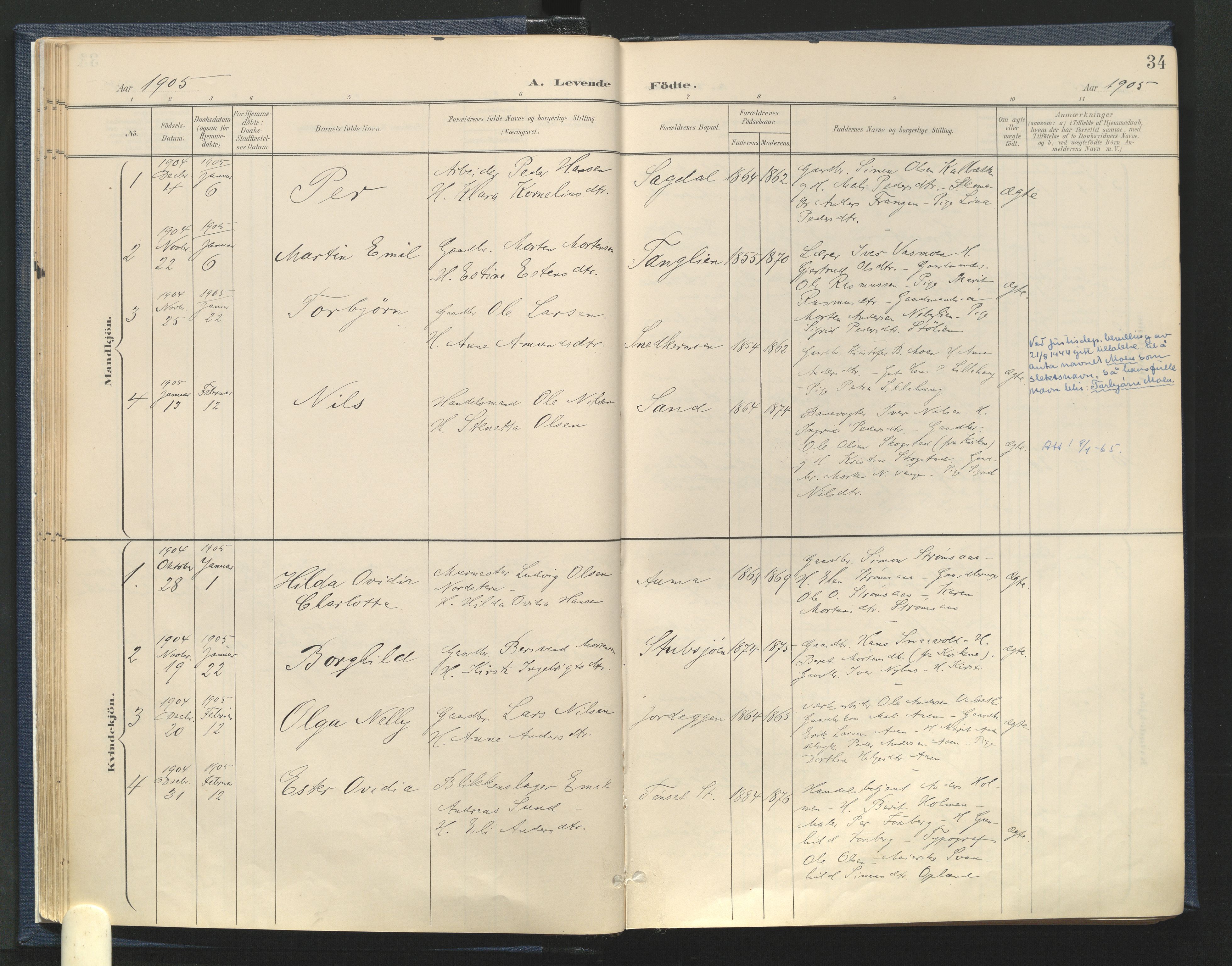 Tynset prestekontor, SAH/PREST-058/H/Ha/Haa/L0025: Parish register (official) no. 25, 1900-1914, p. 34