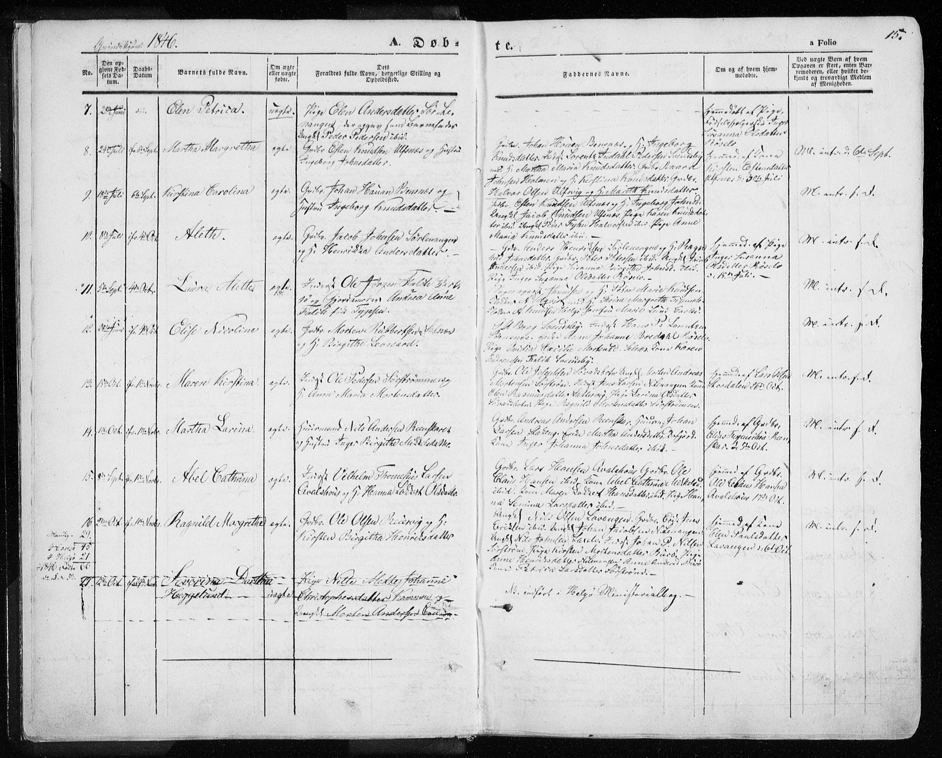 Karlsøy sokneprestembete, SATØ/S-1299/H/Ha/Haa/L0003kirke: Parish register (official) no. 3, 1843-1860, p. 15