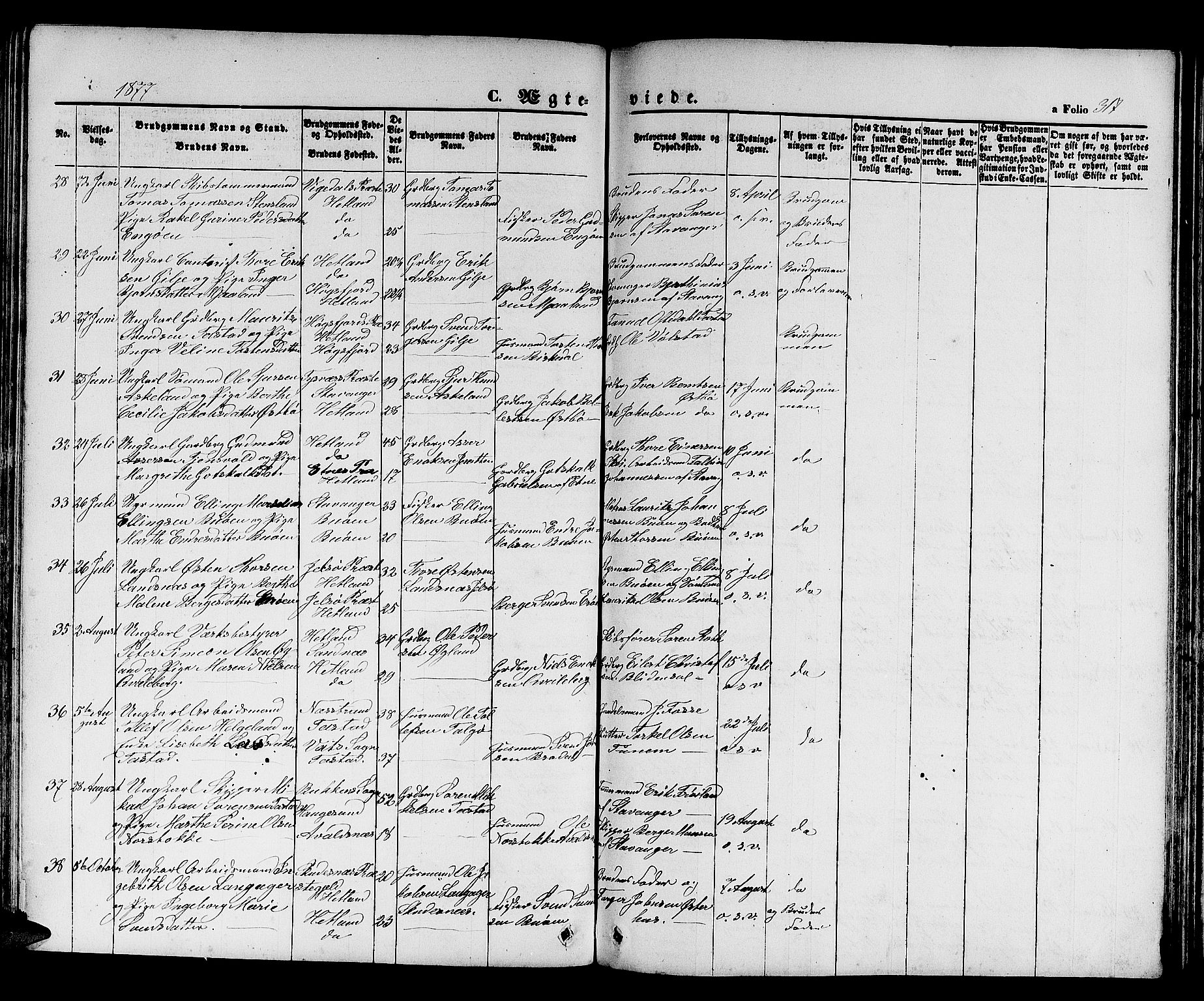 Hetland sokneprestkontor, SAST/A-101826/30/30BB/L0003: Parish register (copy) no. B 3, 1863-1877, p. 317