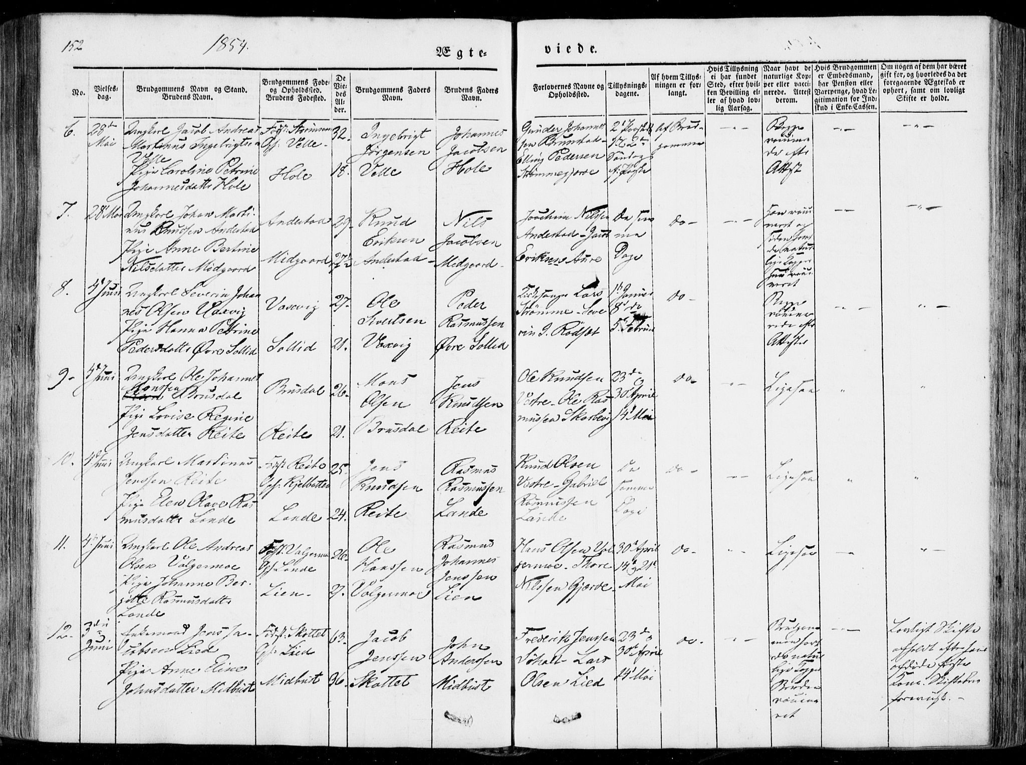 Ministerialprotokoller, klokkerbøker og fødselsregistre - Møre og Romsdal, AV/SAT-A-1454/522/L0313: Parish register (official) no. 522A08, 1852-1862, p. 152