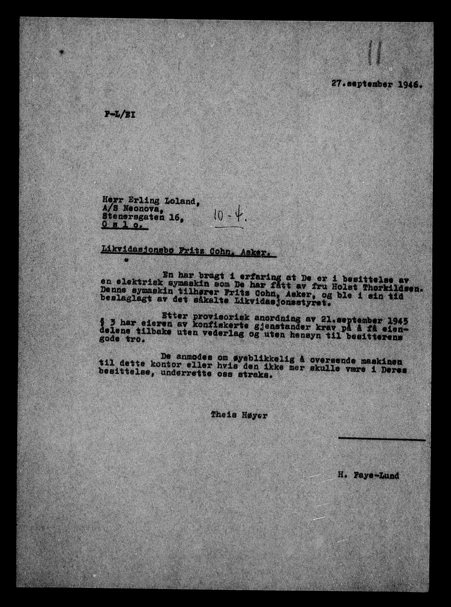 Justisdepartementet, Tilbakeføringskontoret for inndratte formuer, AV/RA-S-1564/H/Hc/Hcc/L0928: --, 1945-1947, p. 446