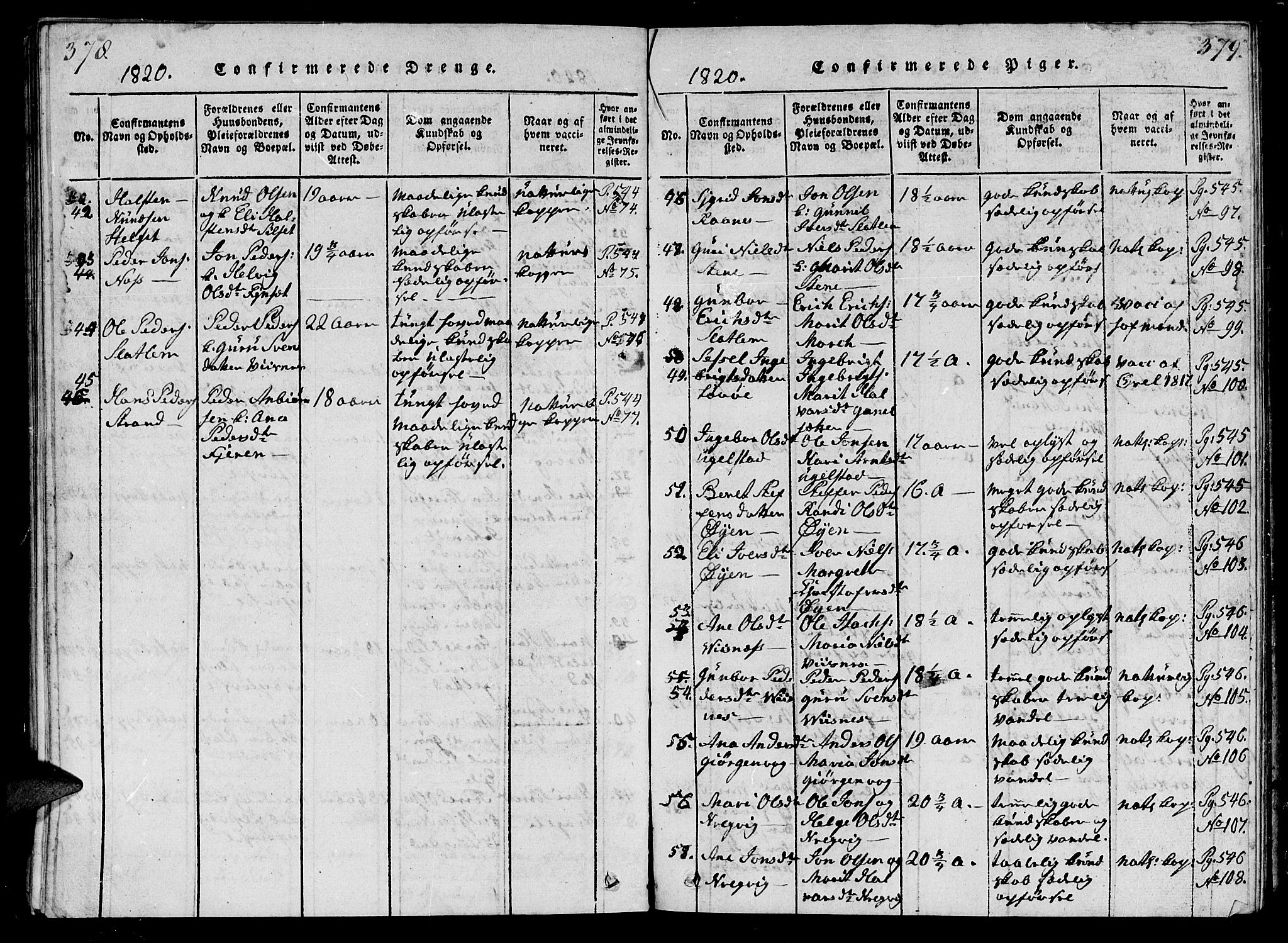 Ministerialprotokoller, klokkerbøker og fødselsregistre - Møre og Romsdal, AV/SAT-A-1454/570/L0831: Parish register (official) no. 570A05, 1819-1829, p. 378-379