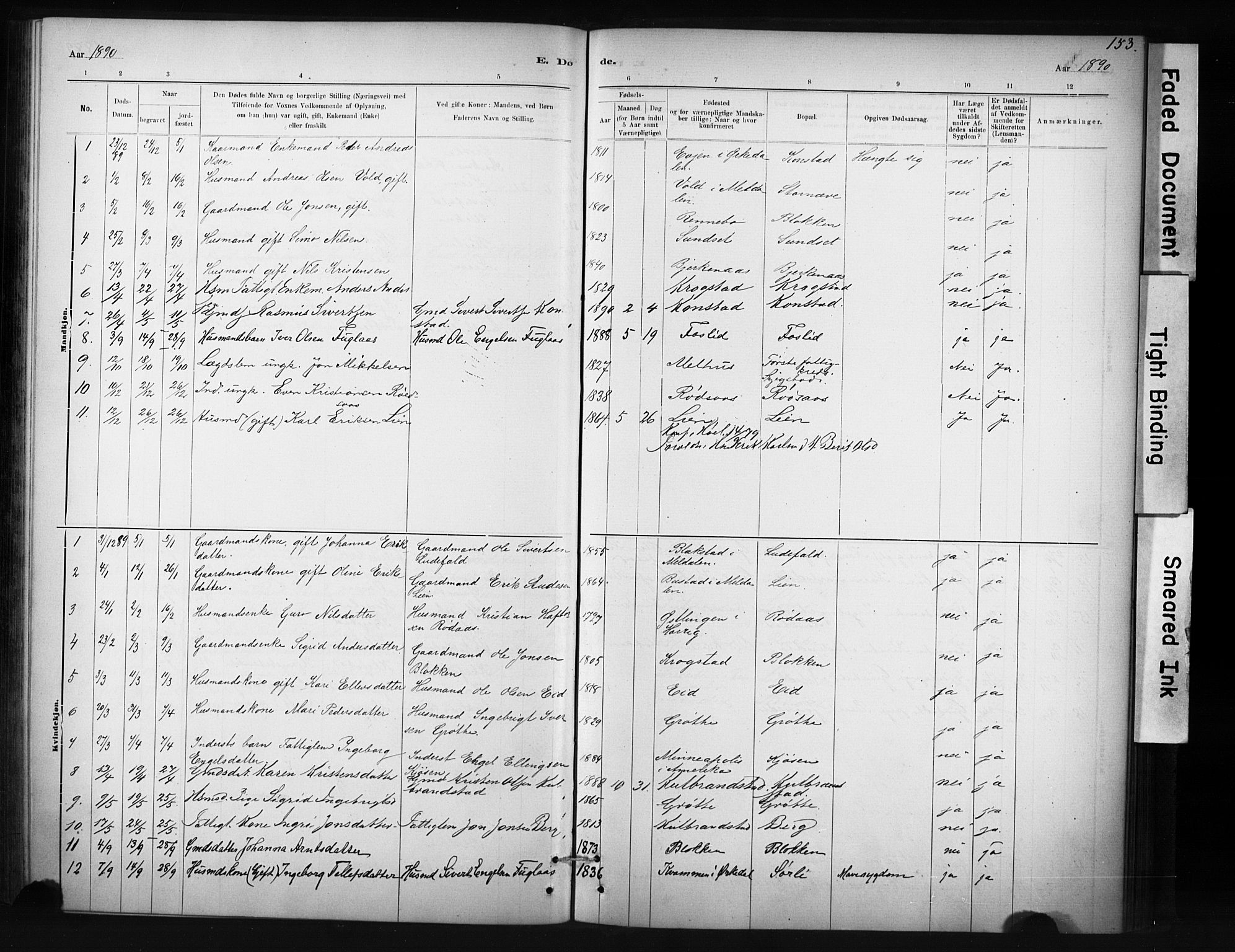 Ministerialprotokoller, klokkerbøker og fødselsregistre - Sør-Trøndelag, SAT/A-1456/694/L1127: Parish register (official) no. 694A01, 1887-1905, p. 153
