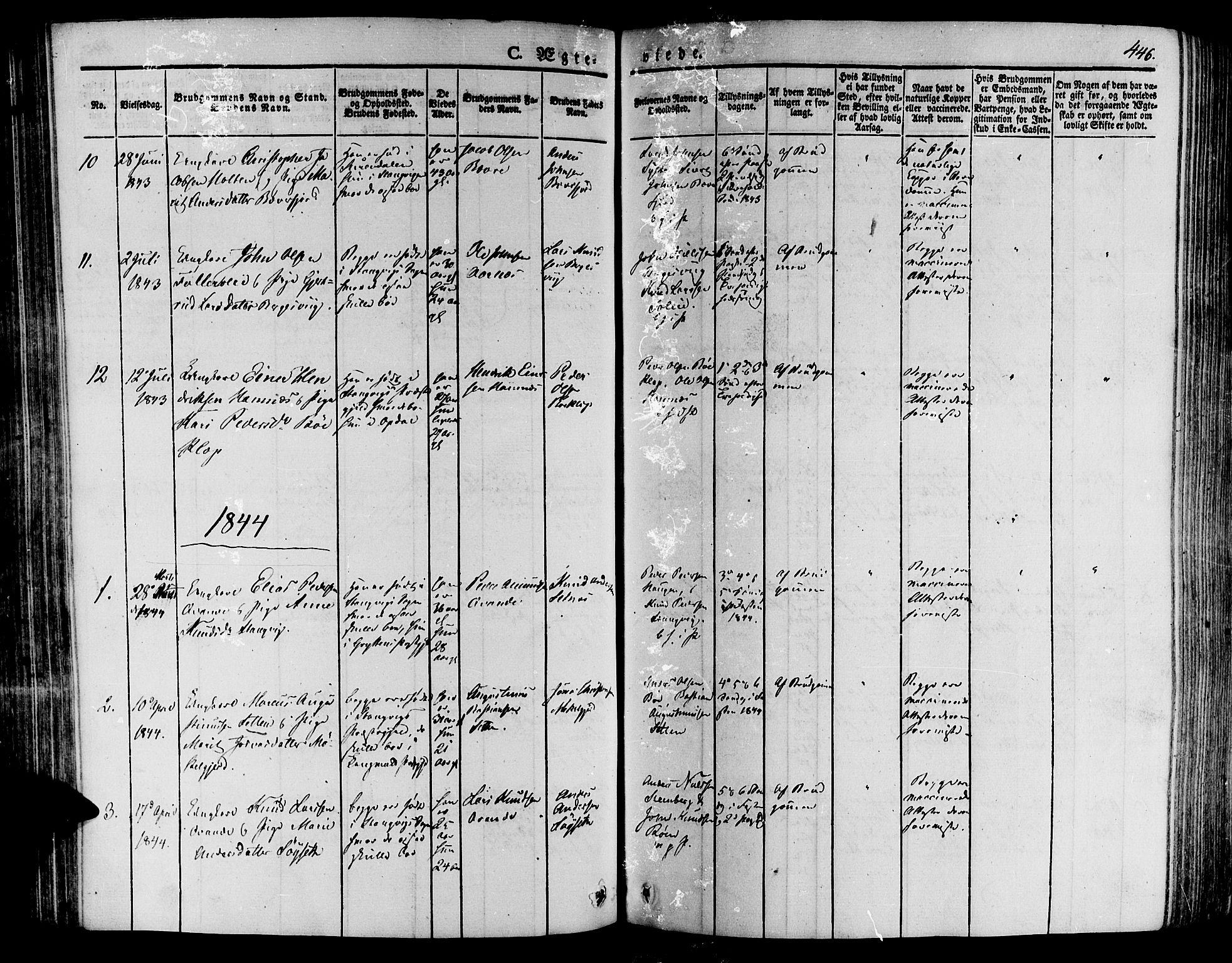 Ministerialprotokoller, klokkerbøker og fødselsregistre - Møre og Romsdal, AV/SAT-A-1454/592/L1024: Parish register (official) no. 592A03 /1, 1831-1849, p. 446