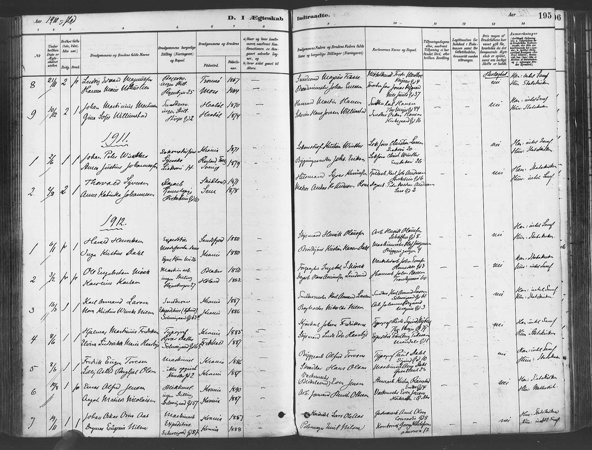 Gamlebyen prestekontor Kirkebøker, SAO/A-10884/F/Fa/L0006: Parish register (official) no. 6, 1881-1890, p. 195