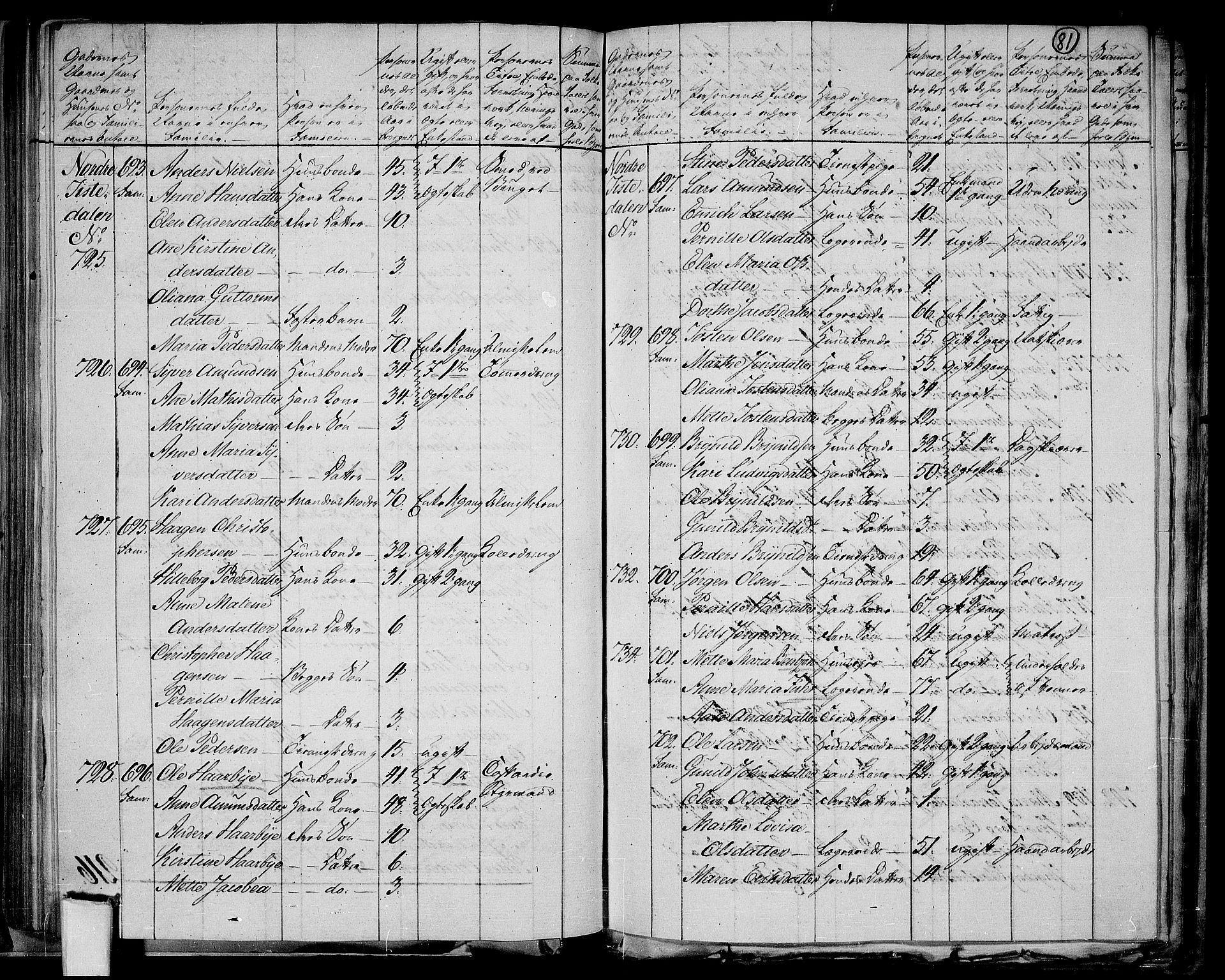 RA, 1801 census for 0101P Fredrikshald, 1801, p. 80b-81a