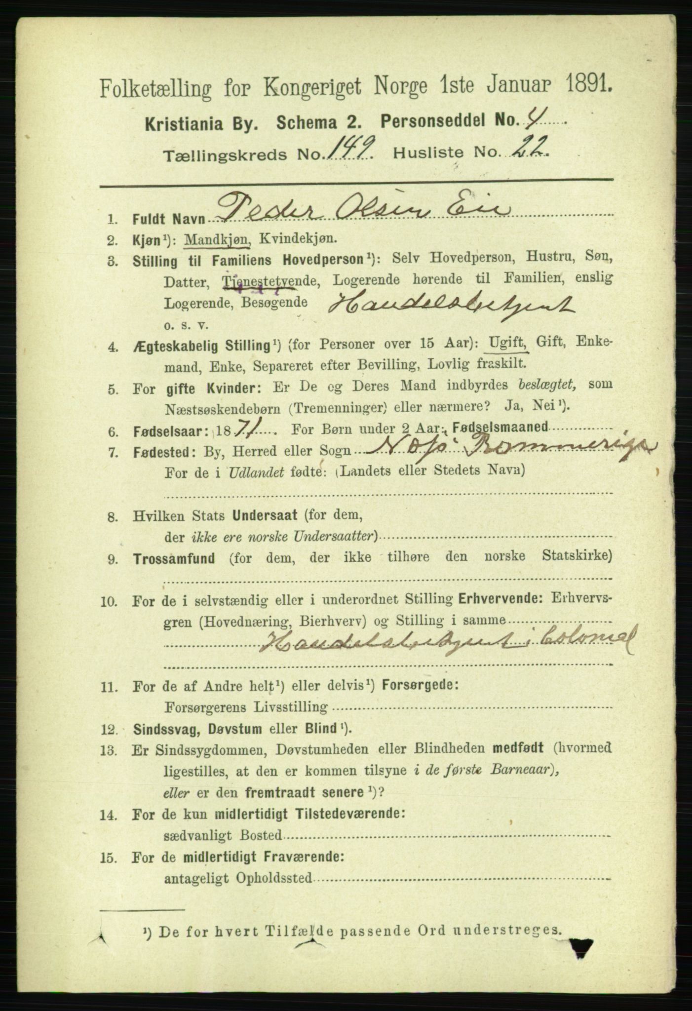 RA, 1891 census for 0301 Kristiania, 1891, p. 83604