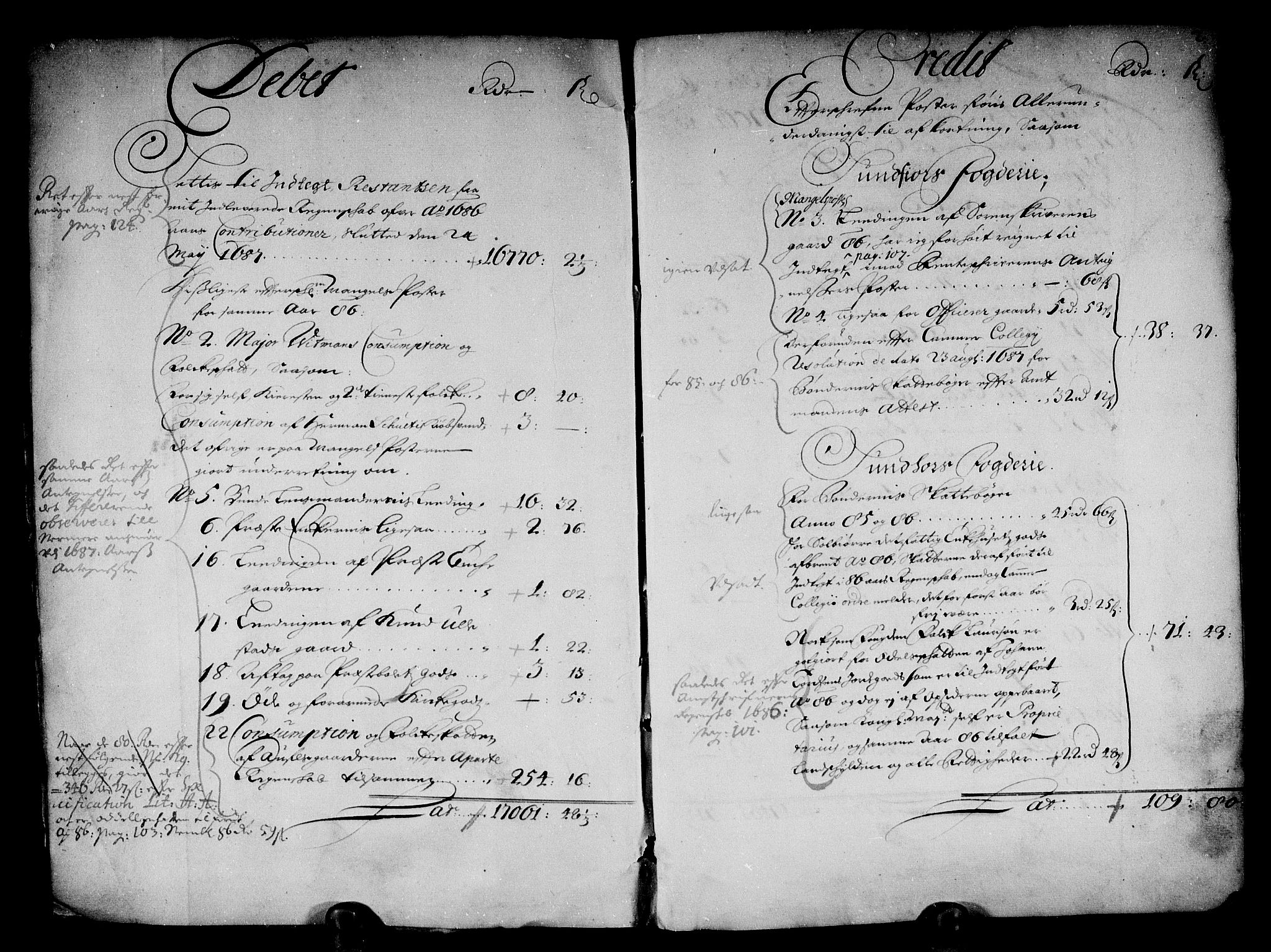 Rentekammeret inntil 1814, Reviderte regnskaper, Stiftamtstueregnskaper, Bergen stiftamt, AV/RA-EA-6043/R/Rc/L0083: Bergen stiftamt, 1685-1687