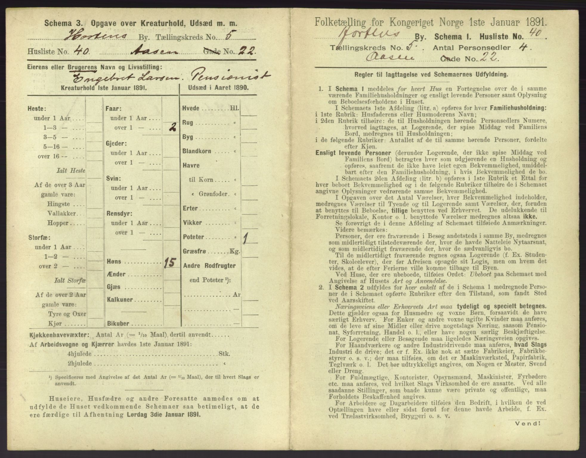 RA, 1891 census for 0703 Horten, 1891, p. 543