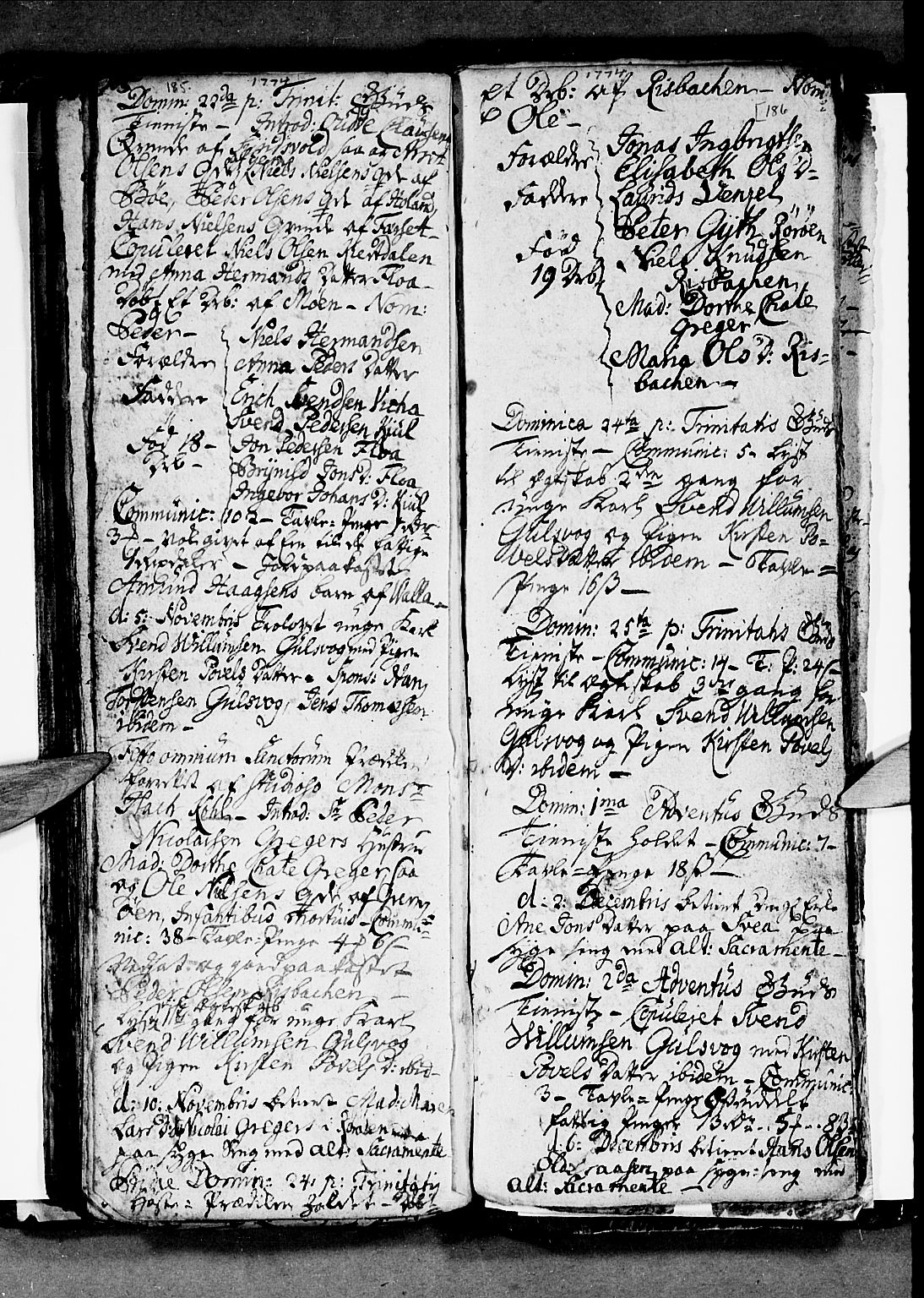 Ministerialprotokoller, klokkerbøker og fødselsregistre - Nordland, SAT/A-1459/816/L0237: Parish register (official) no. 816A03, 1757-1776, p. 185-186