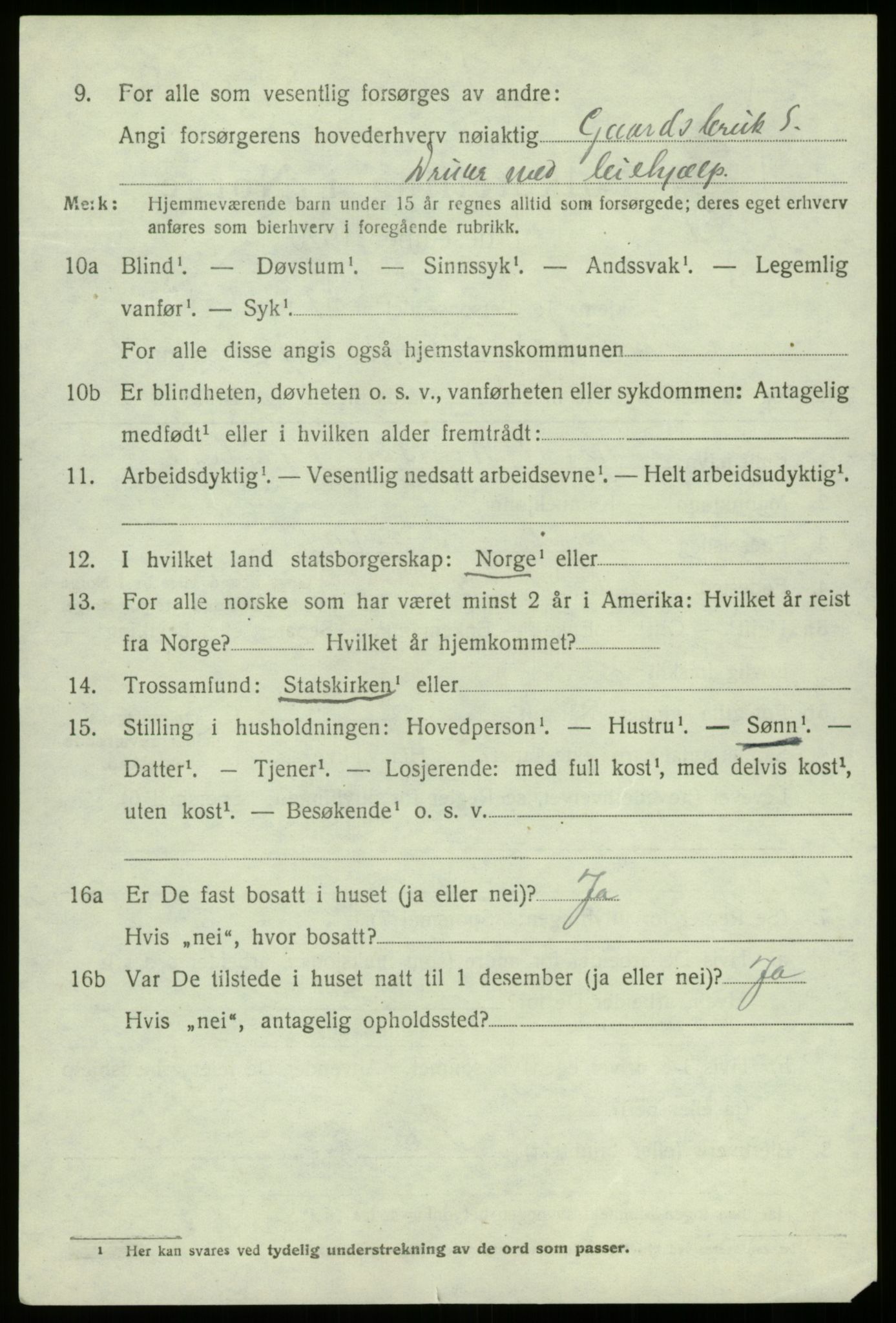 SAB, 1920 census for Lærdal, 1920, p. 805