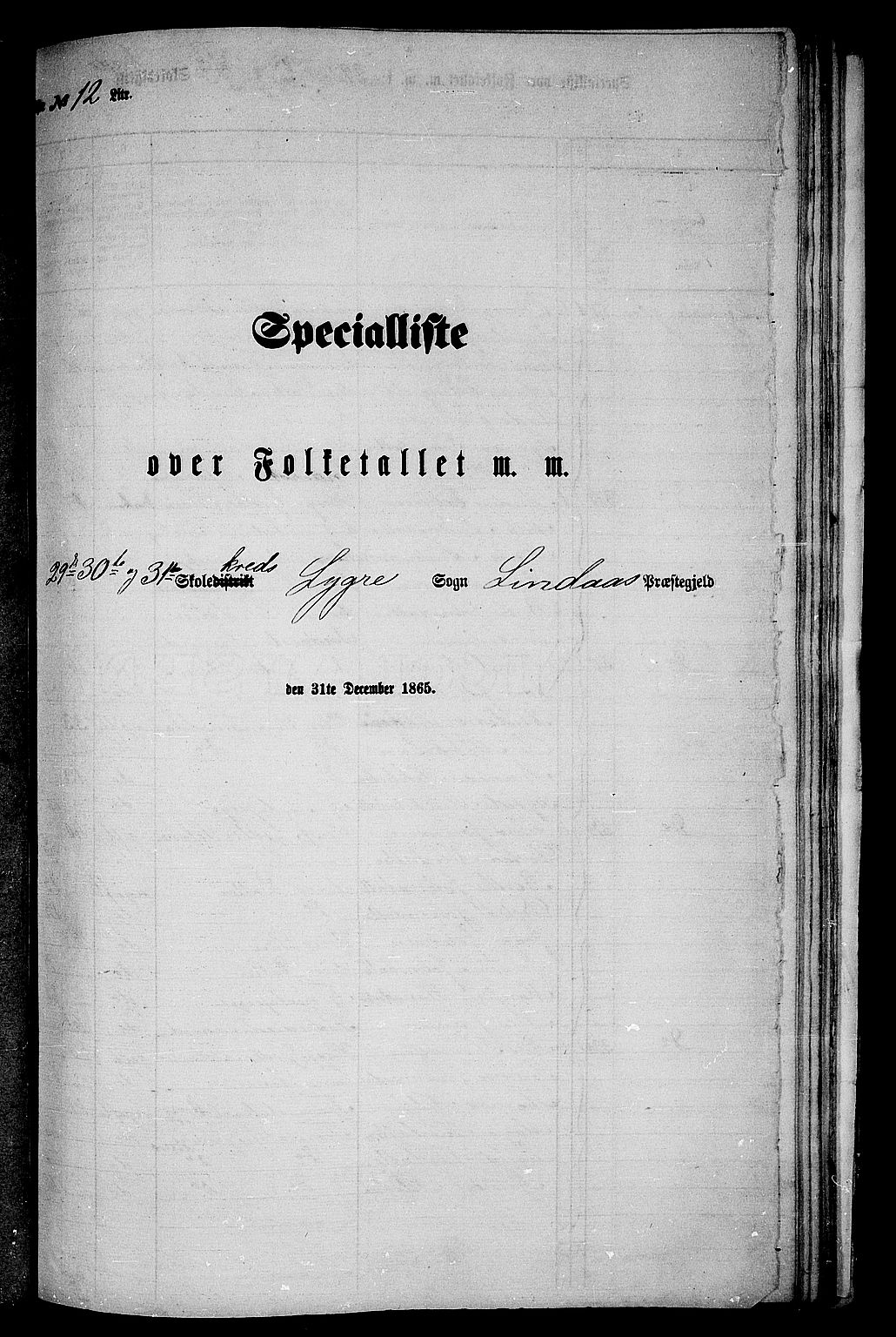 RA, 1865 census for Lindås, 1865, p. 167