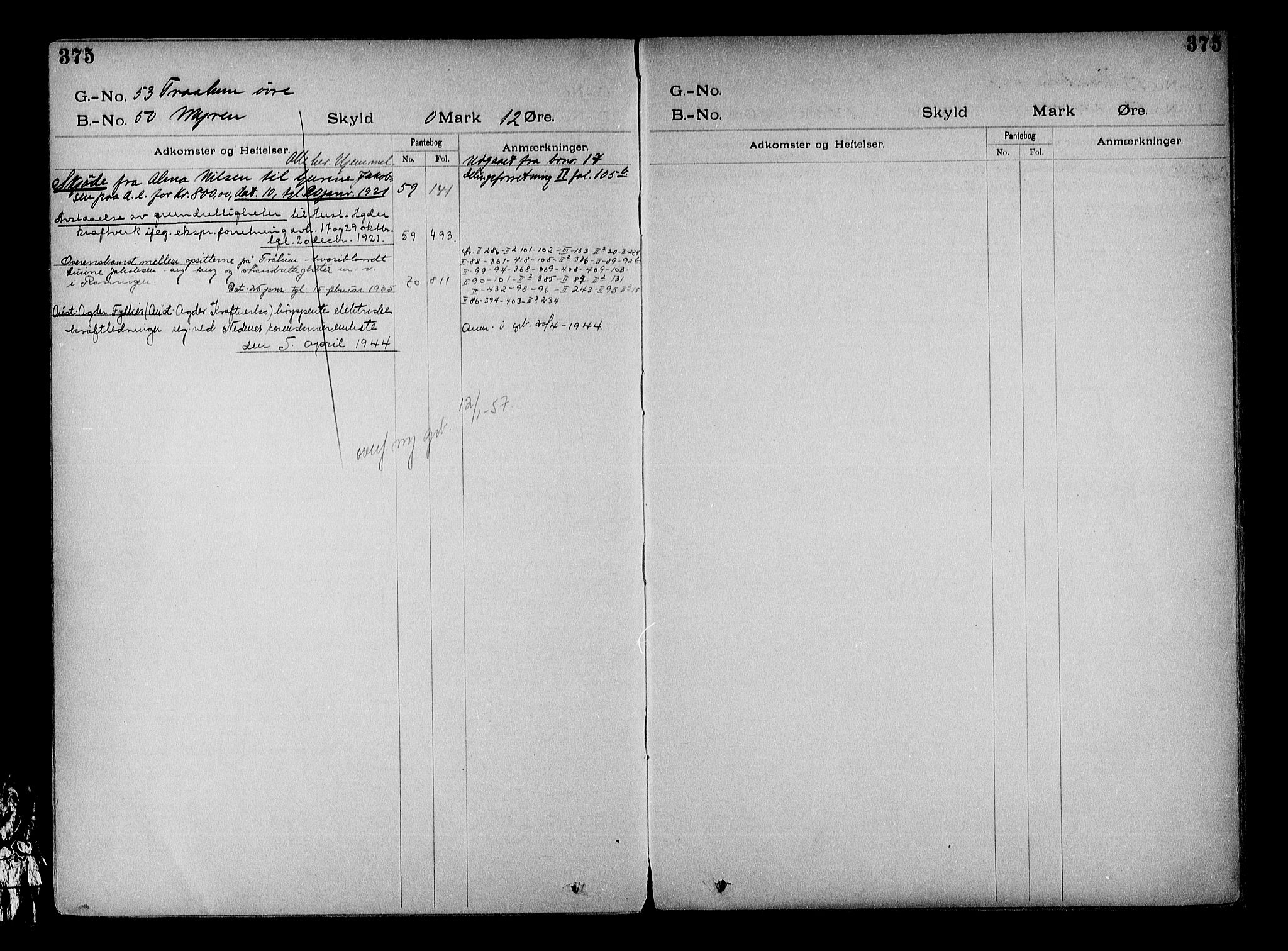 Vestre Nedenes/Sand sorenskriveri, SAK/1221-0010/G/Ga/L0022: Mortgage register no. 15, 1899-1957, p. 375