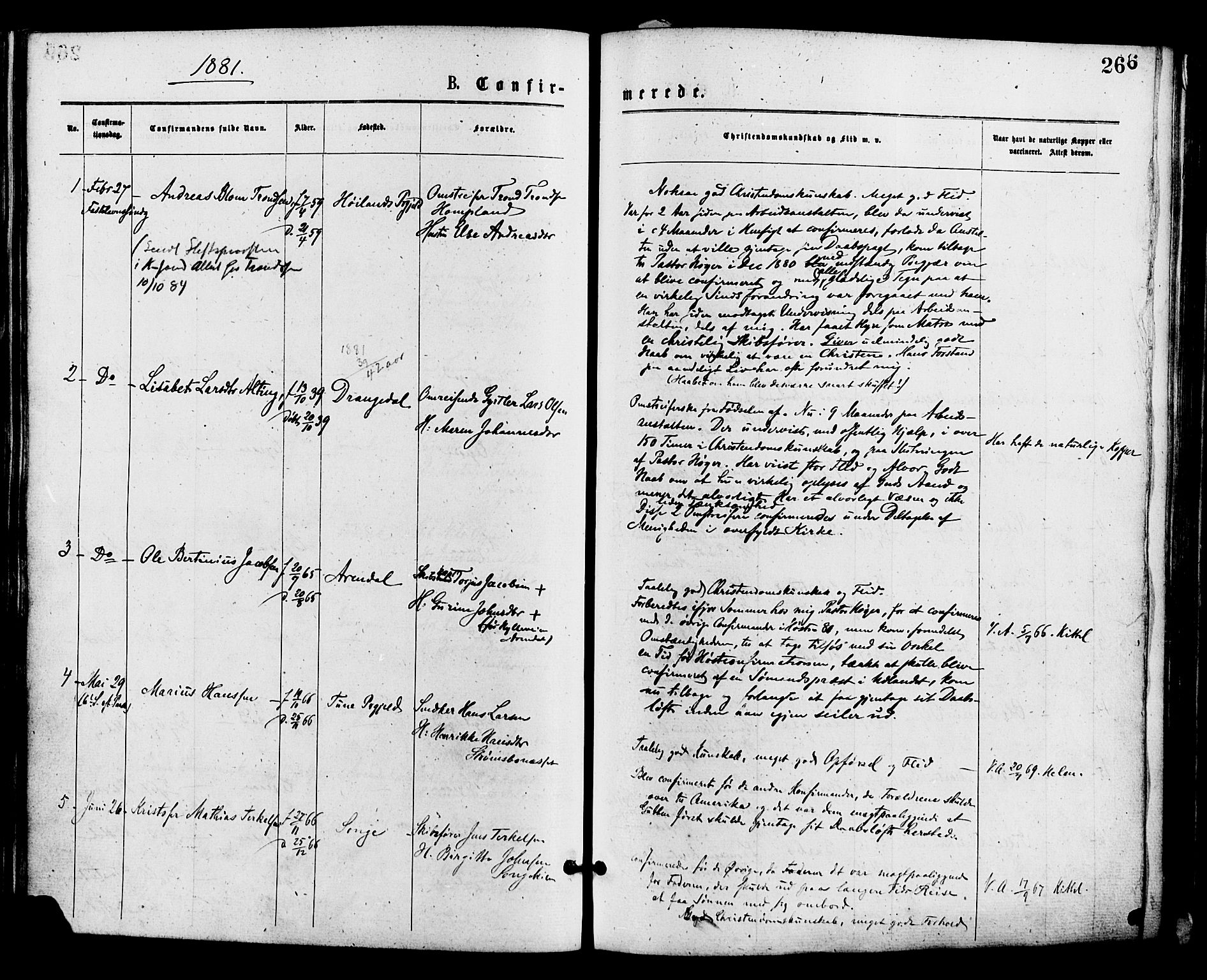 Barbu sokneprestkontor, AV/SAK-1111-0003/F/Fa/L0001: Parish register (official) no. A 1 /1, 1878-1883, p. 266