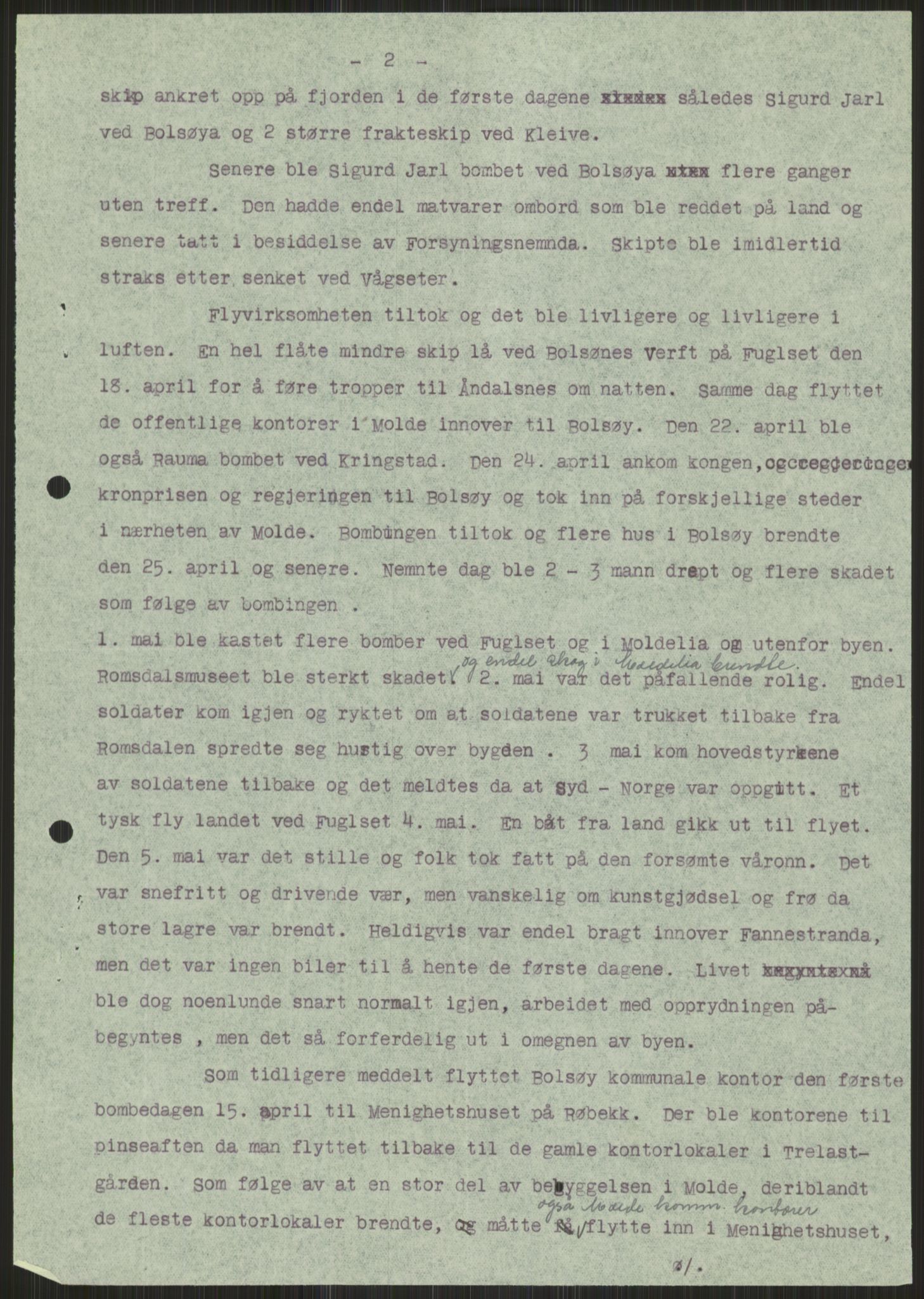 Forsvaret, Forsvarets krigshistoriske avdeling, AV/RA-RAFA-2017/Y/Ya/L0015: II-C-11-31 - Fylkesmenn.  Rapporter om krigsbegivenhetene 1940., 1940, p. 588