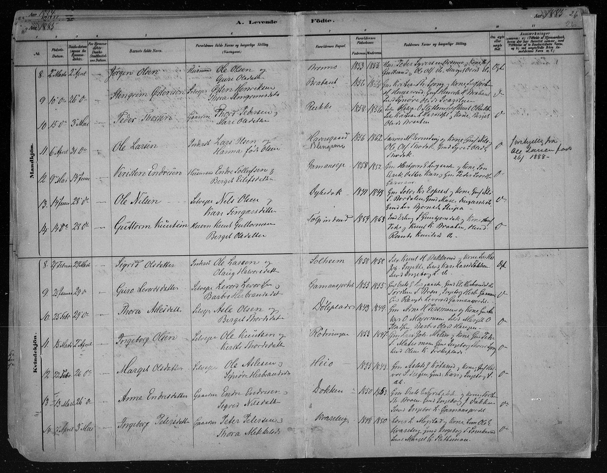 Nes kirkebøker, AV/SAKO-A-236/F/Fa/L0011: Parish register (official) no. 11, 1881-1912, p. 26