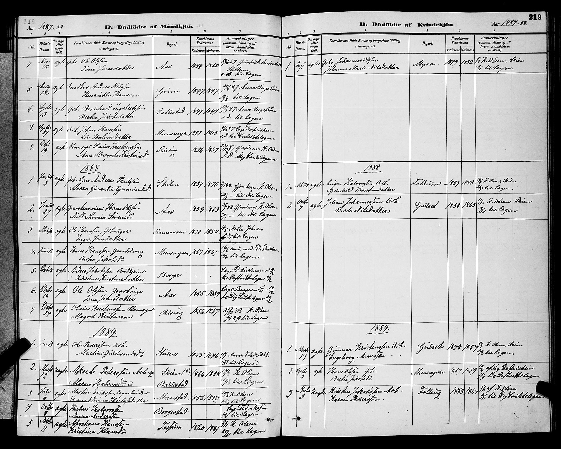 Gjerpen kirkebøker, AV/SAKO-A-265/G/Ga/L0002: Parish register (copy) no. I 2, 1883-1900, p. 219
