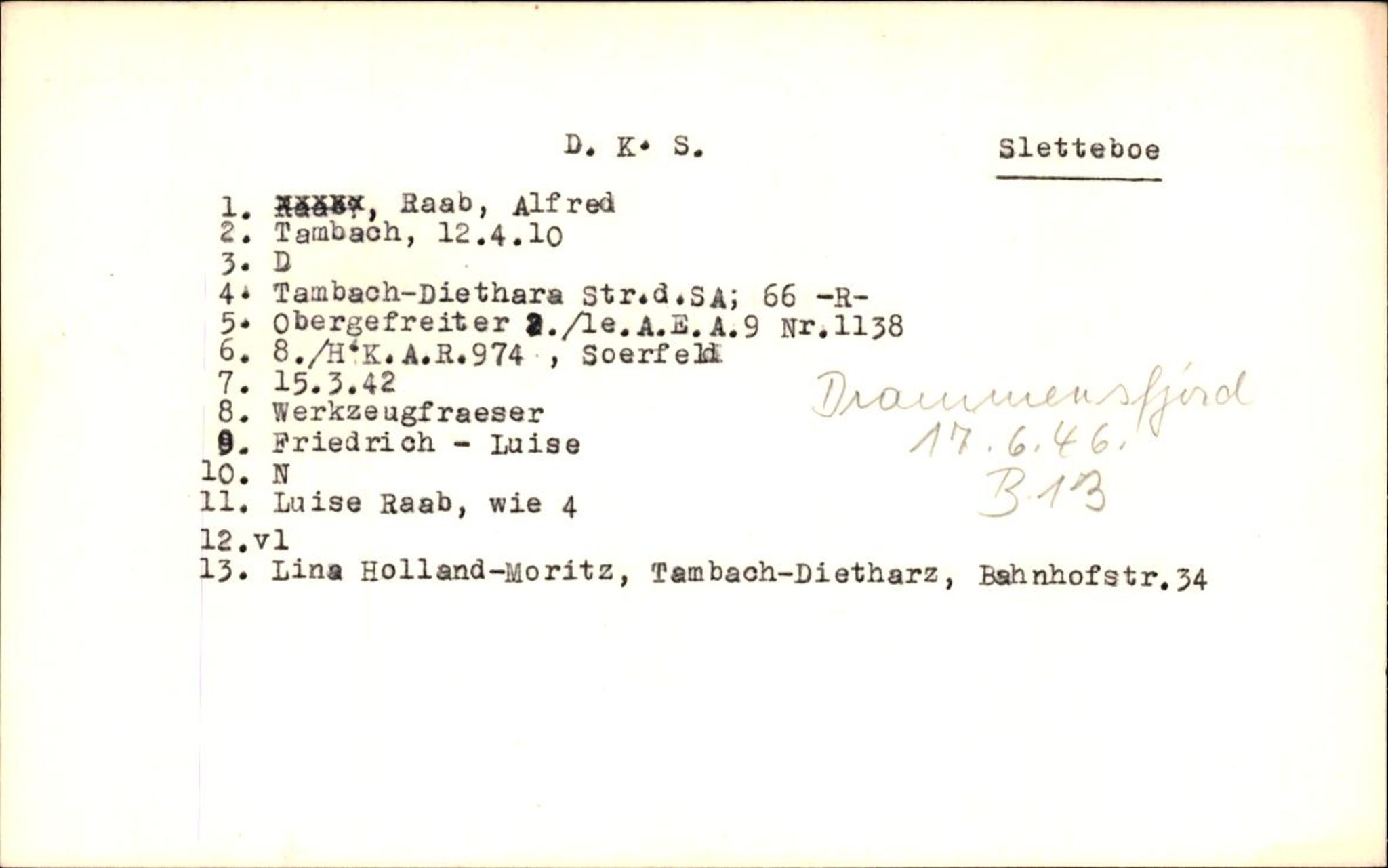 Hjemsendte tyskere , RA/RAFA-6487/D/Db/L0021: Paüls-Raglewaski, 1945-1947, p. 1219