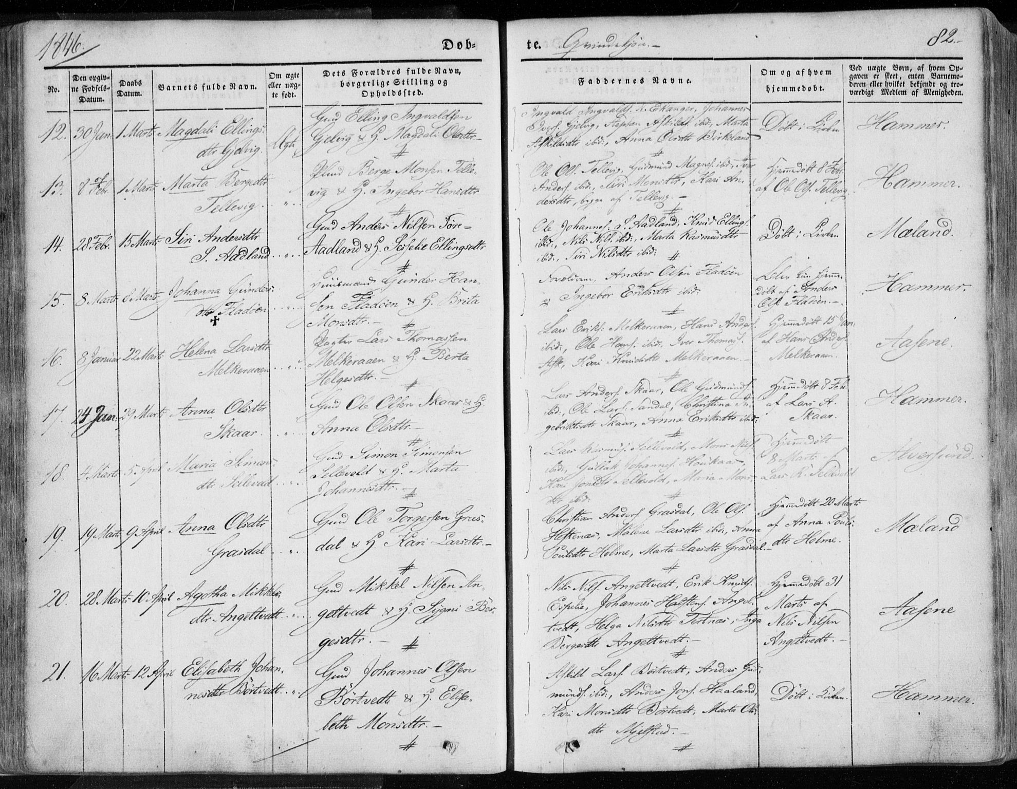 Hamre sokneprestembete, AV/SAB-A-75501/H/Ha/Haa/Haaa/L0013: Parish register (official) no. A 13, 1846-1857, p. 82