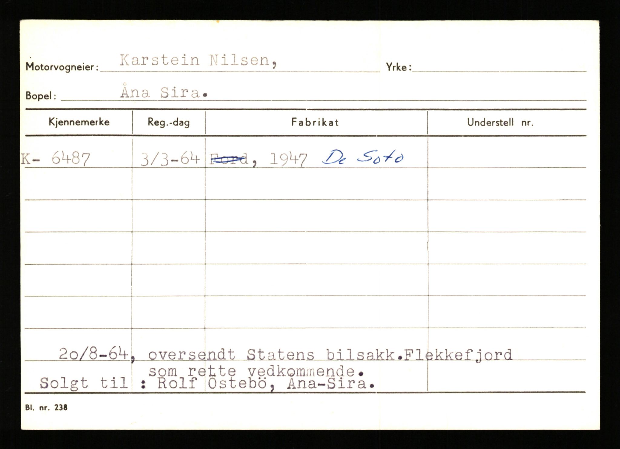 Stavanger trafikkstasjon, SAST/A-101942/0/G/L0002: Registreringsnummer: 5791 - 10405, 1930-1971, p. 319