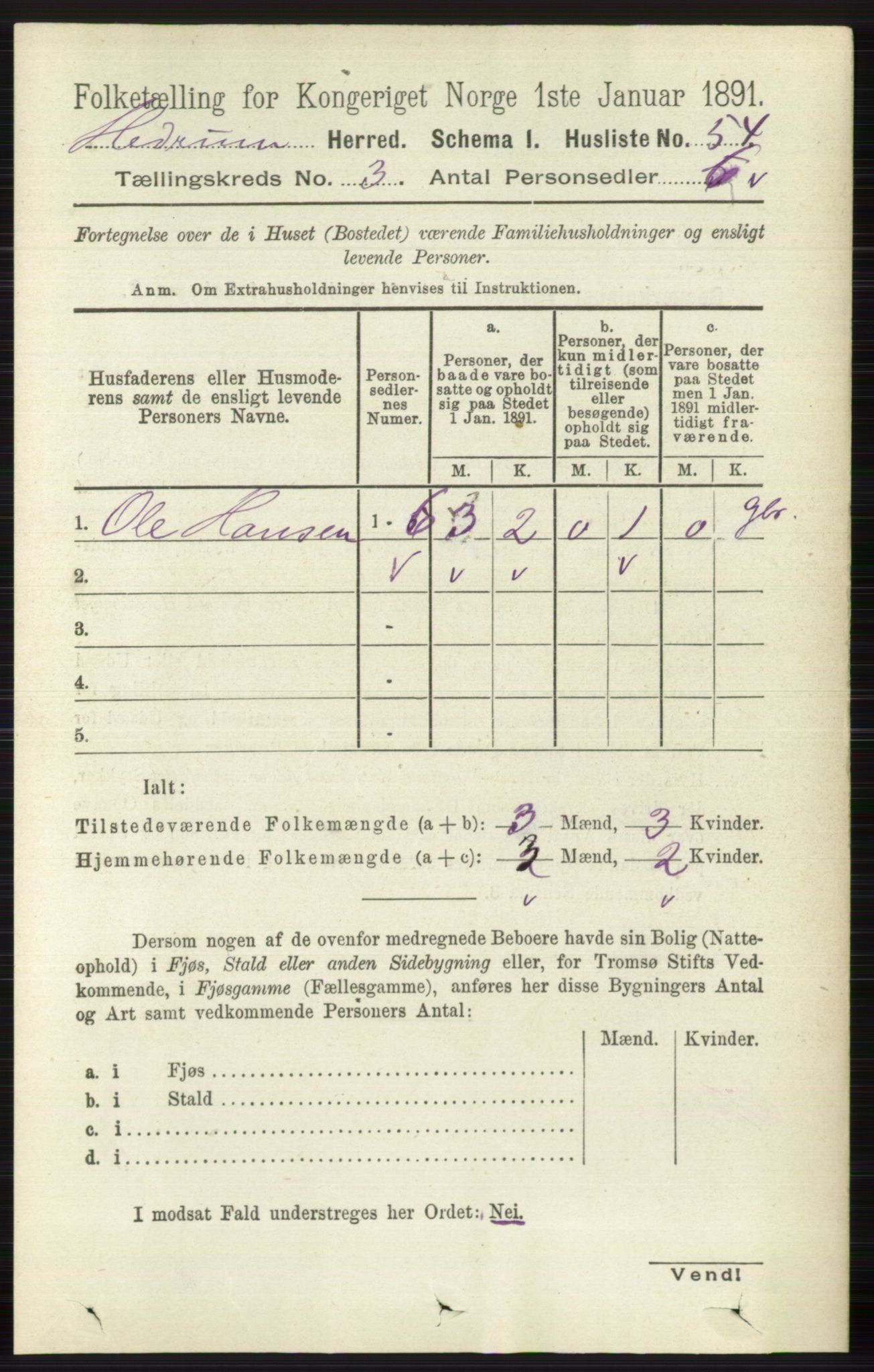 RA, 1891 census for 0727 Hedrum, 1891, p. 976