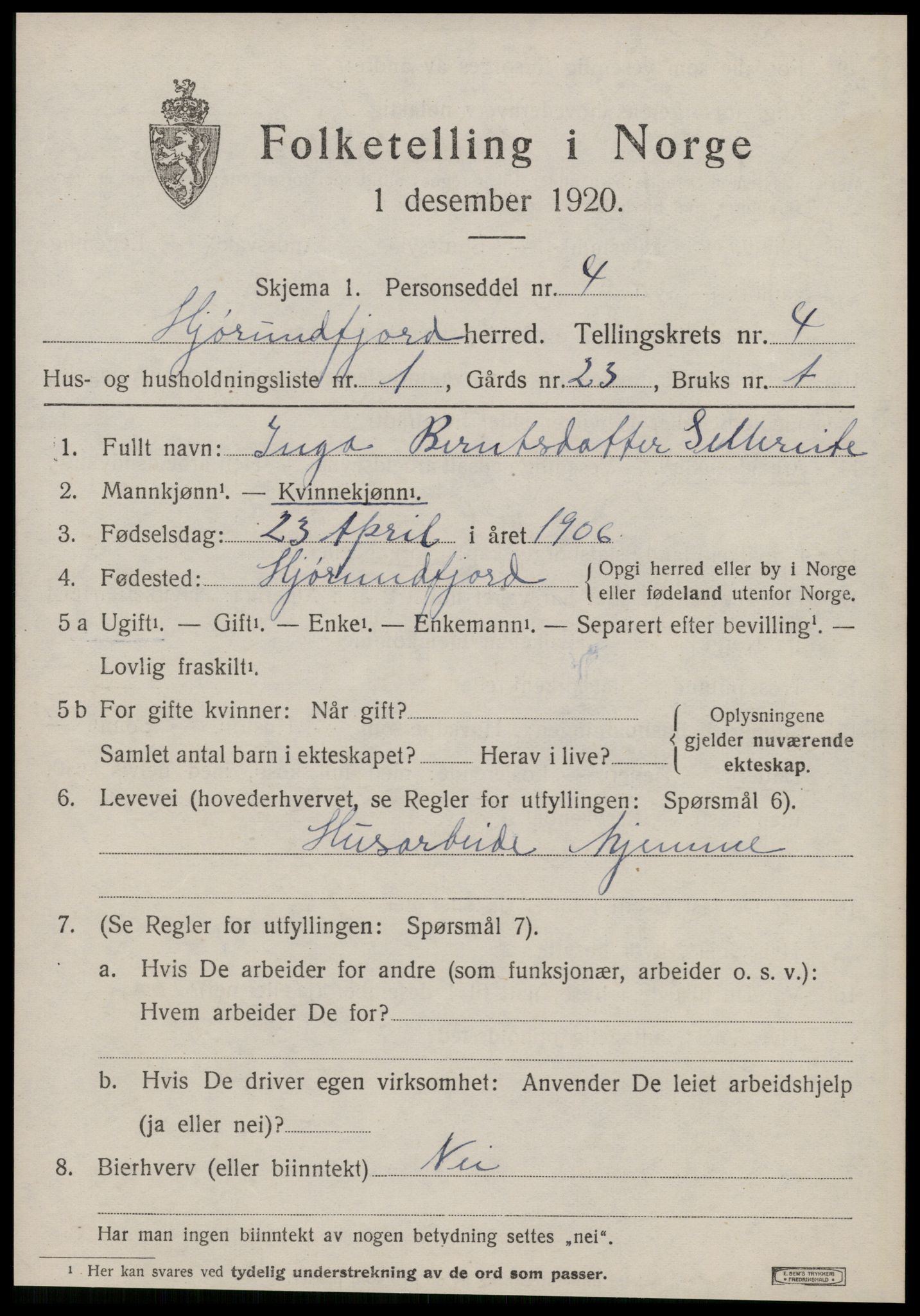 SAT, 1920 census for Hjørundfjord, 1920, p. 1469