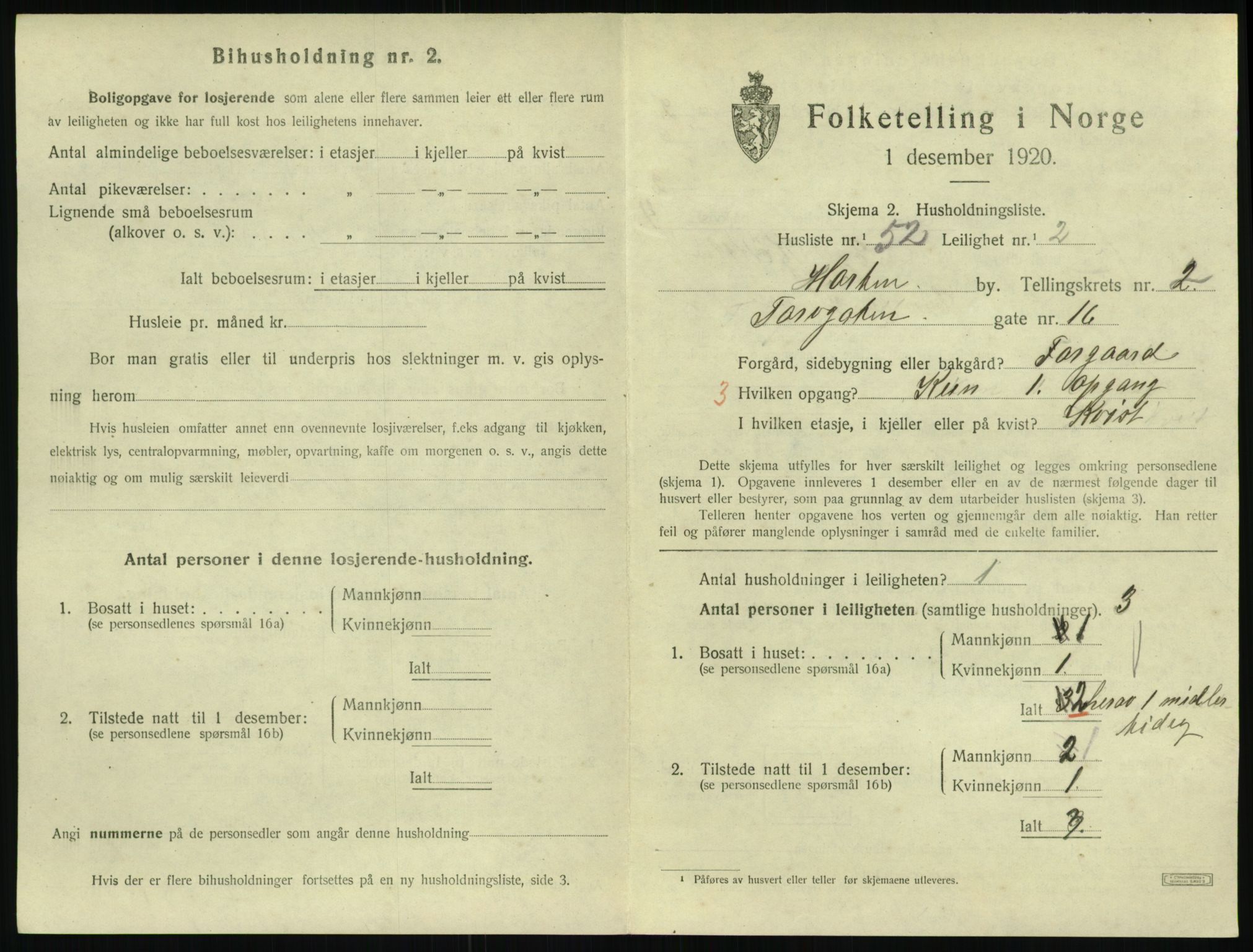 SAKO, 1920 census for Horten, 1920, p. 3515