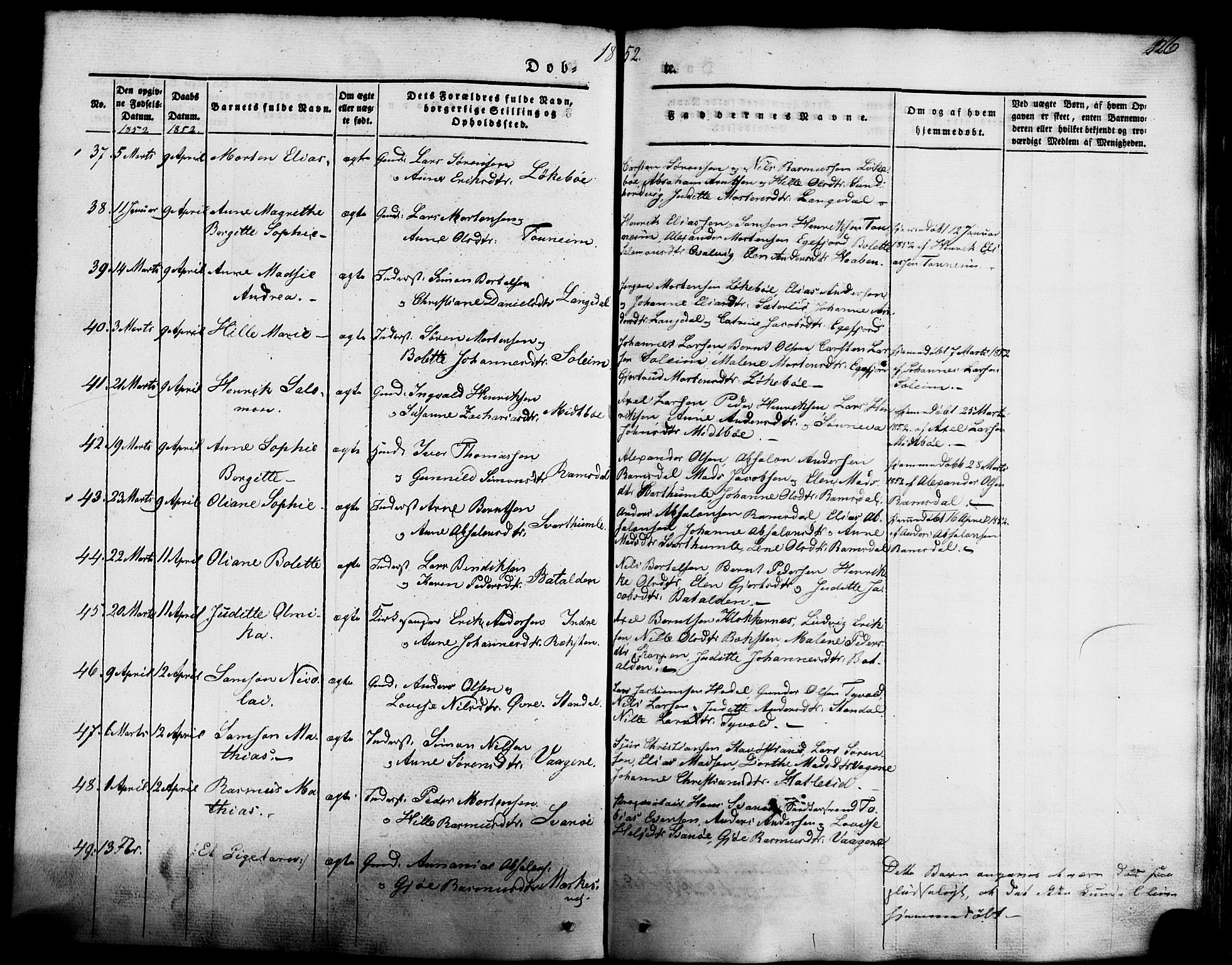 Kinn sokneprestembete, AV/SAB-A-80801/H/Haa/Haaa/L0005: Parish register (official) no. A 5, 1841-1857, p. 126