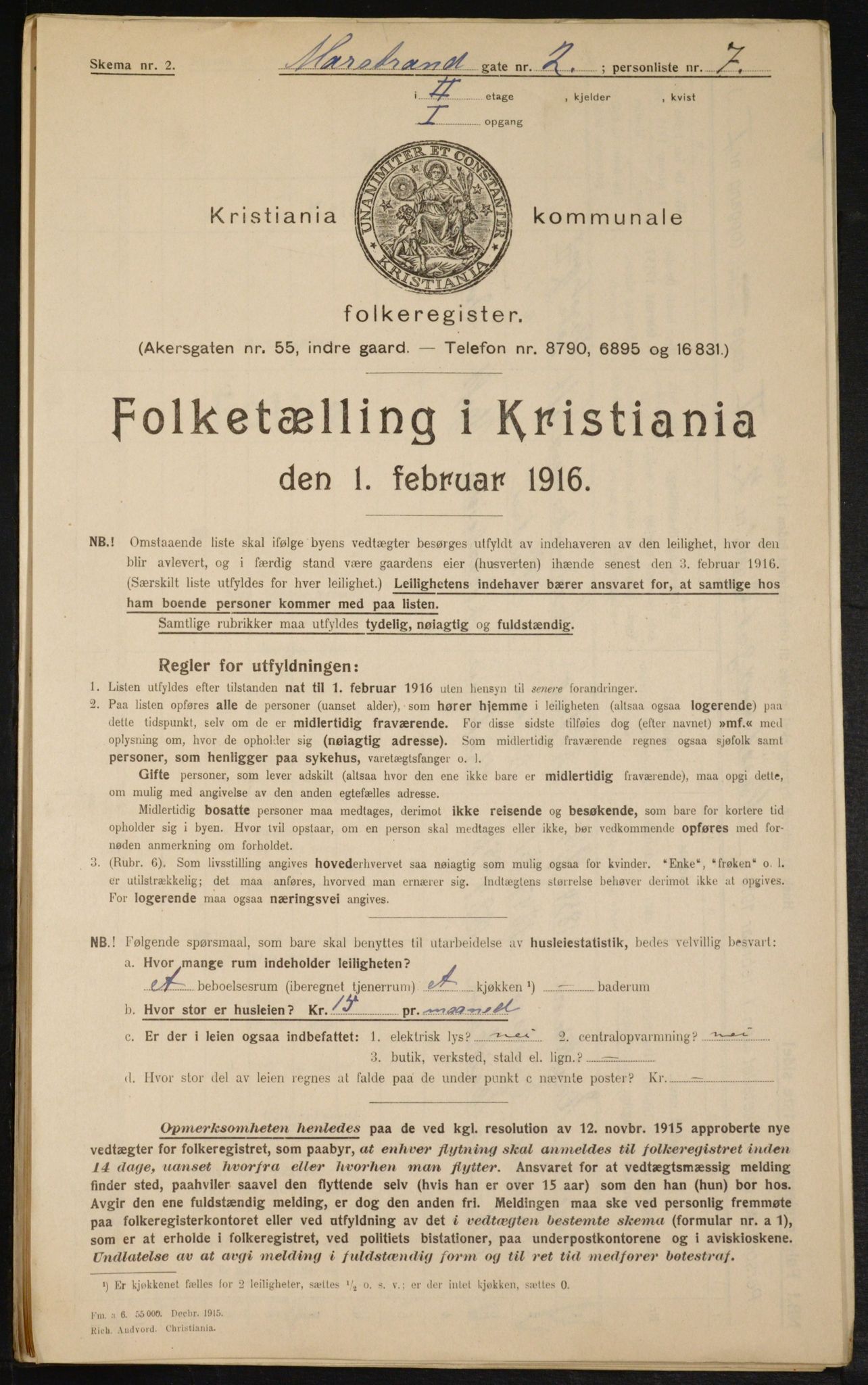 OBA, Municipal Census 1916 for Kristiania, 1916, p. 66332