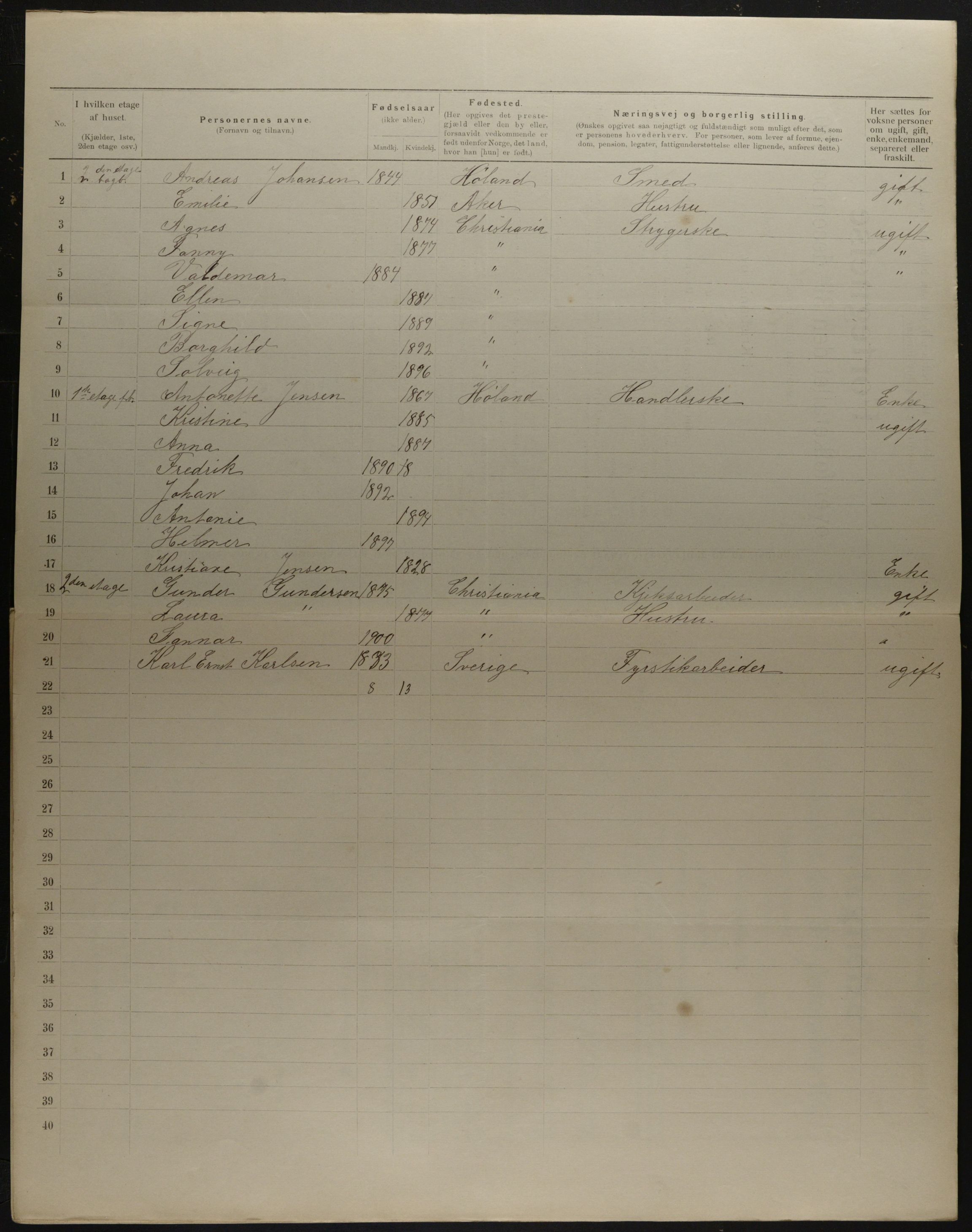 OBA, Municipal Census 1901 for Kristiania, 1901, p. 17715