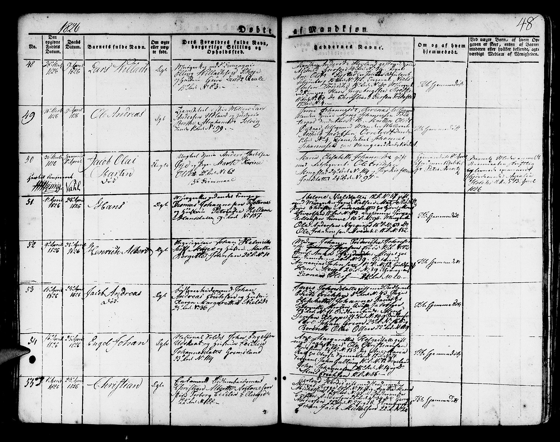 Korskirken sokneprestembete, AV/SAB-A-76101/H/Haa/L0014: Parish register (official) no. A 14, 1823-1835, p. 48