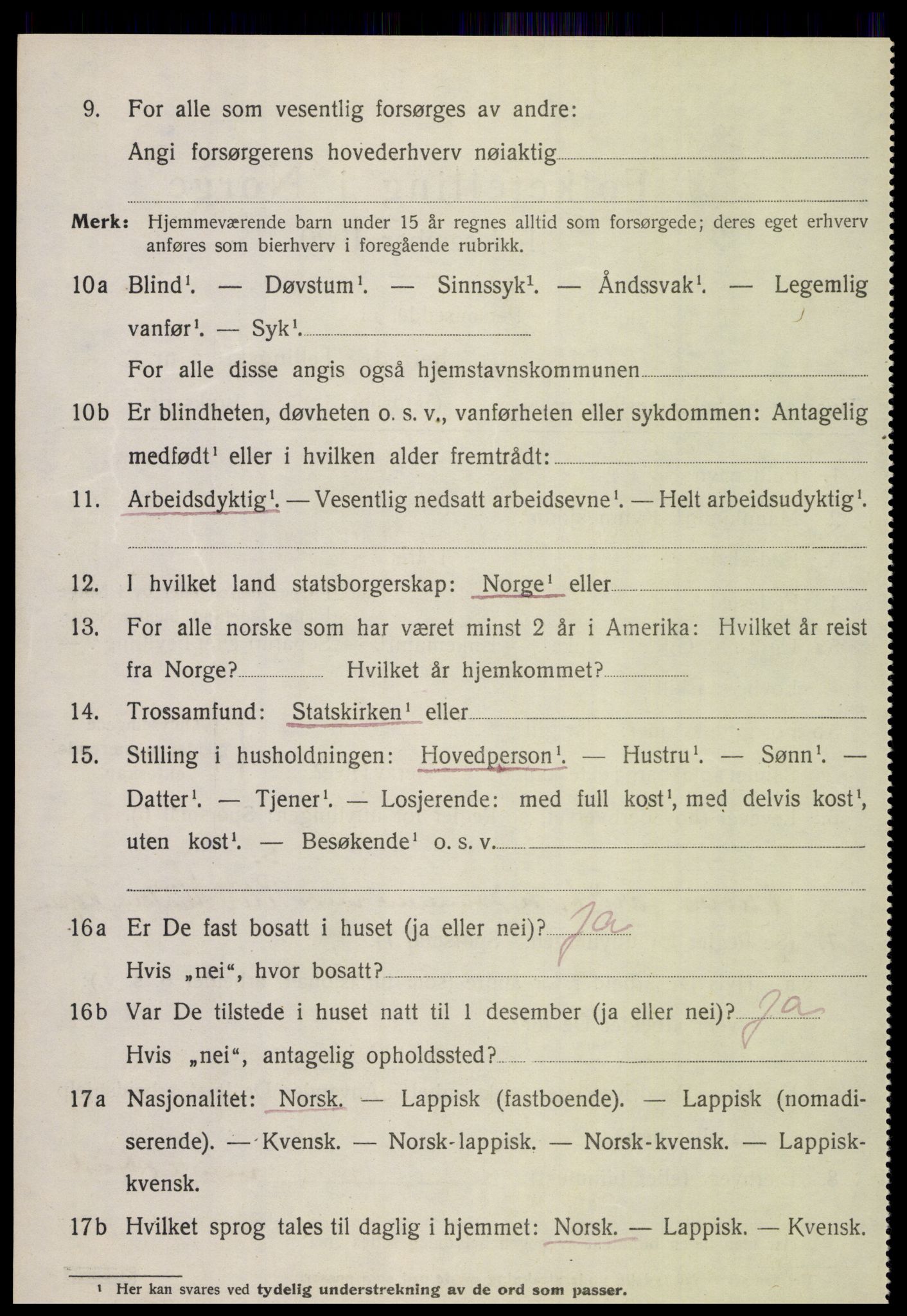 SAT, 1920 census for Nordfold, 1920, p. 2508