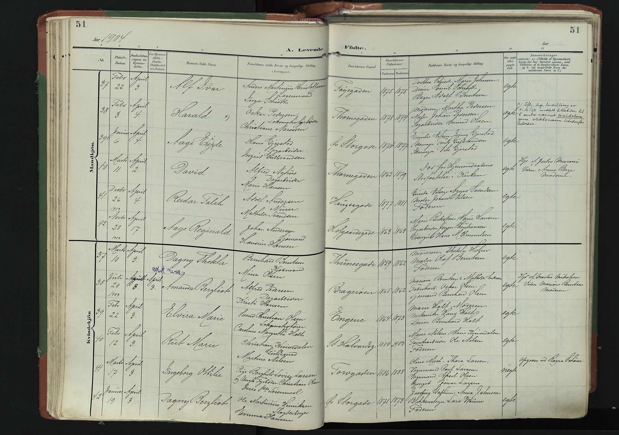 Bragernes kirkebøker, AV/SAKO-A-6/F/Fb/L0009: Parish register (official) no. II 9, 1902-1911, p. 51