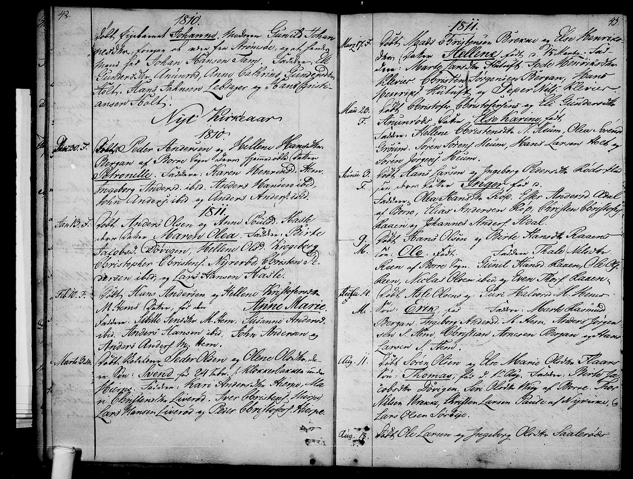 Våle kirkebøker, AV/SAKO-A-334/F/Fb/L0001: Parish register (official) no. II 1, 1774-1814, p. 42-43