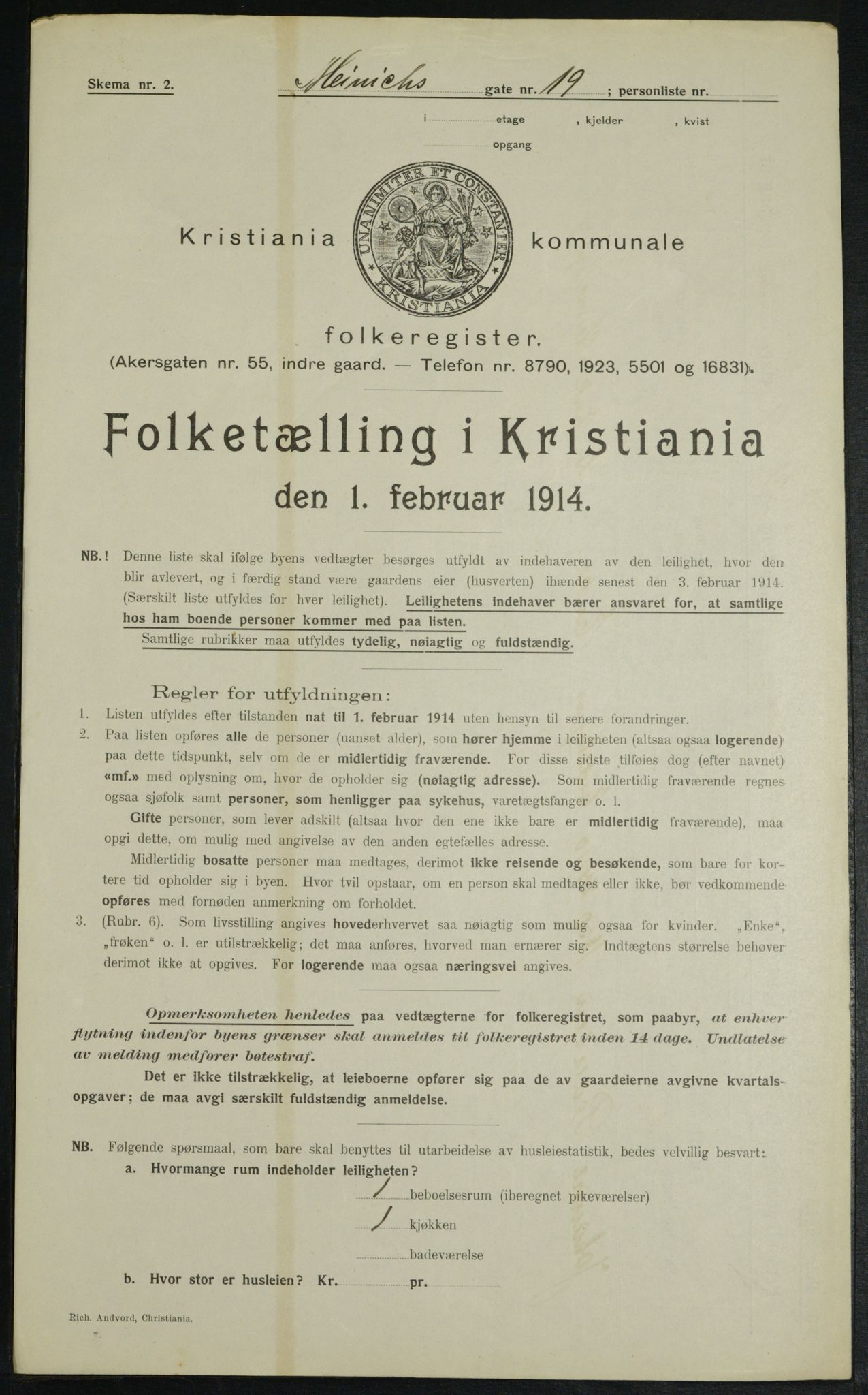 OBA, Municipal Census 1914 for Kristiania, 1914, p. 1335