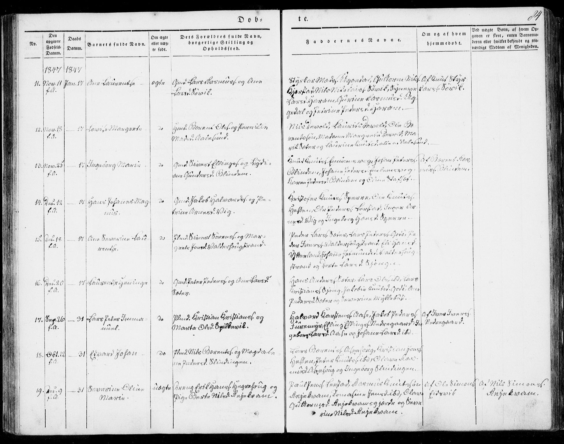 Ministerialprotokoller, klokkerbøker og fødselsregistre - Møre og Romsdal, AV/SAT-A-1454/528/L0396: Parish register (official) no. 528A07, 1839-1847, p. 84