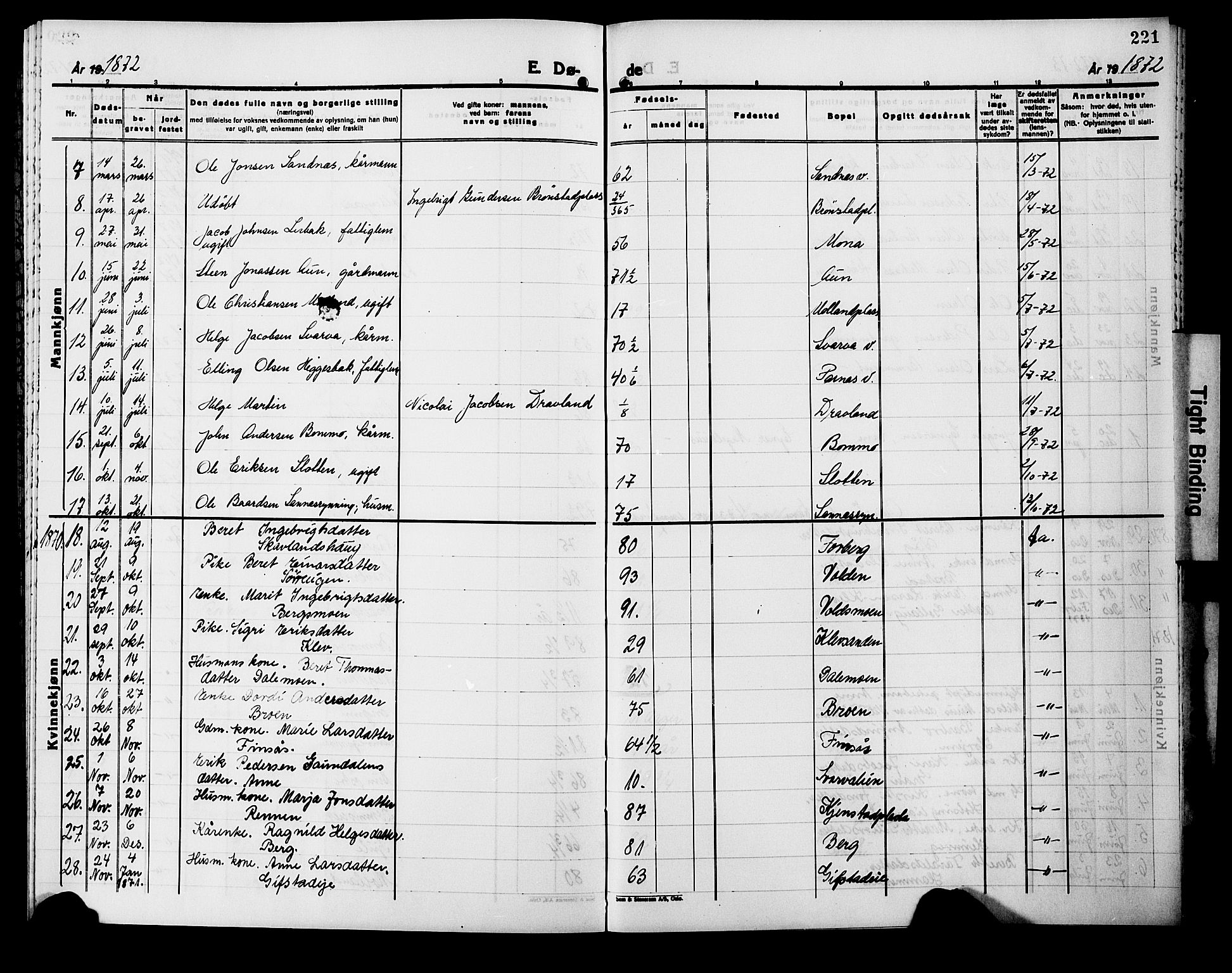 Ministerialprotokoller, klokkerbøker og fødselsregistre - Nord-Trøndelag, SAT/A-1458/749/L0485: Parish register (official) no. 749D01, 1857-1872, p. 221