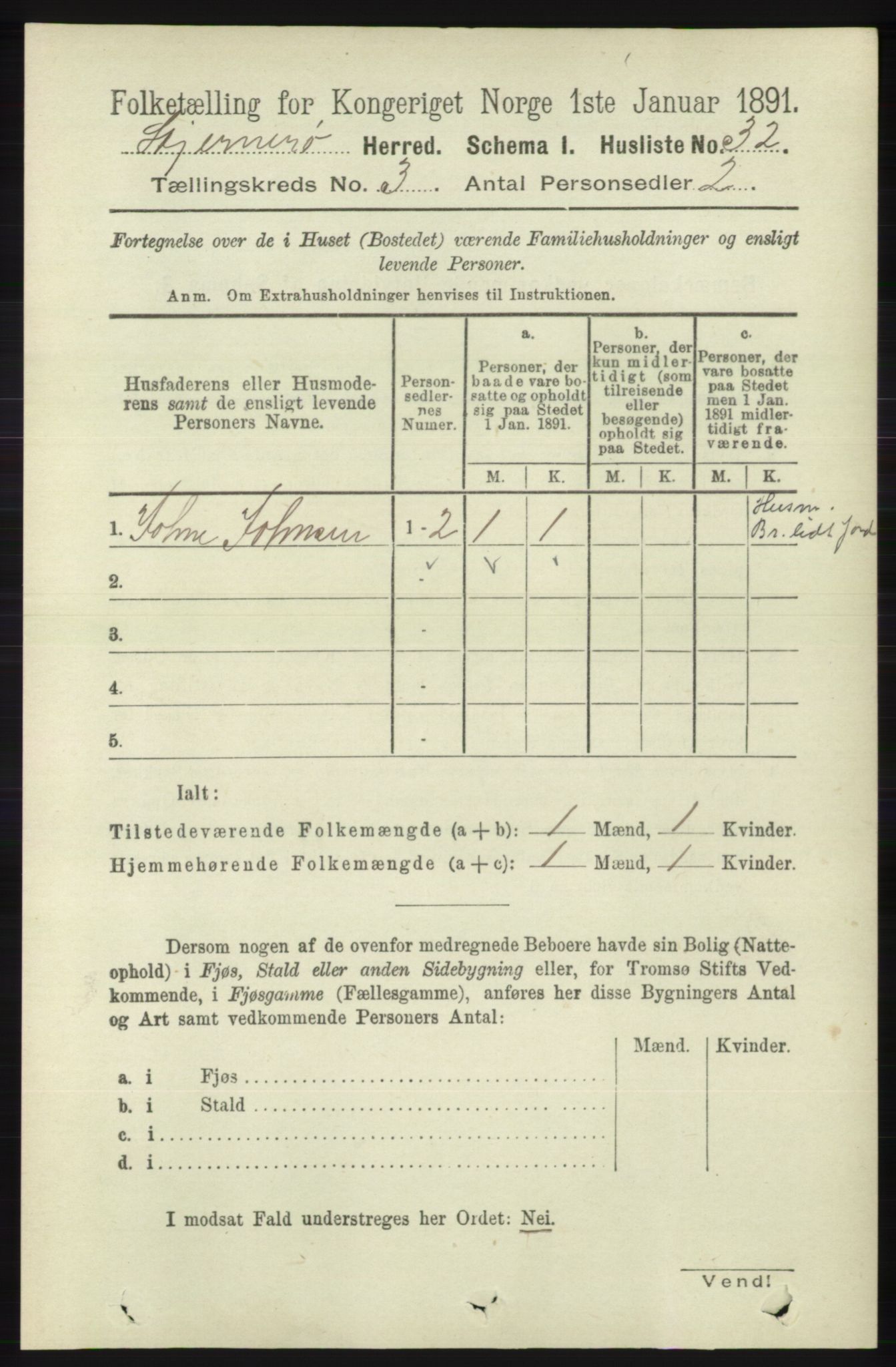 RA, 1891 census for 1140 Sjernarøy, 1891, p. 388