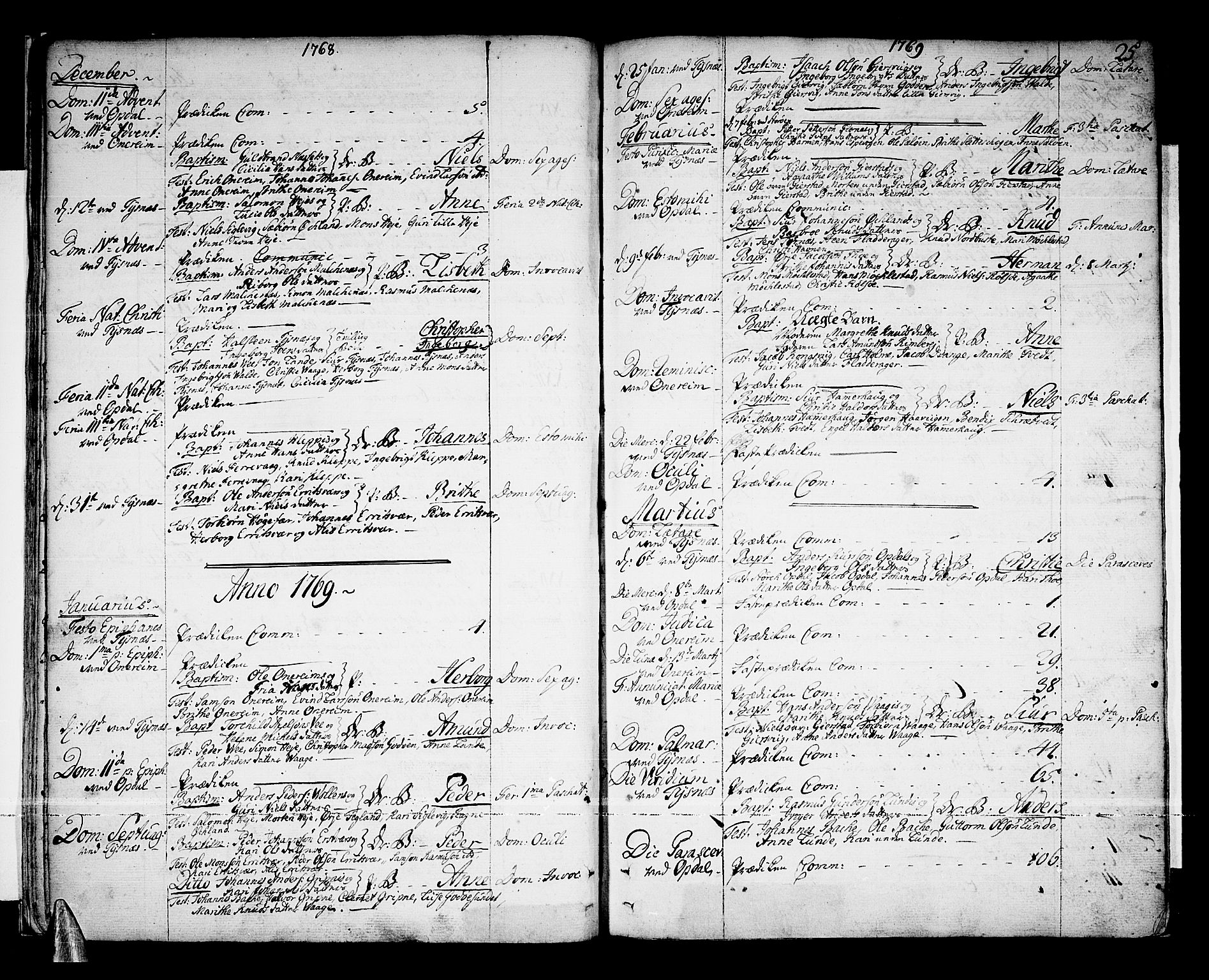 Tysnes sokneprestembete, SAB/A-78601/H/Haa: Parish register (official) no. A 5, 1762-1793, p. 25
