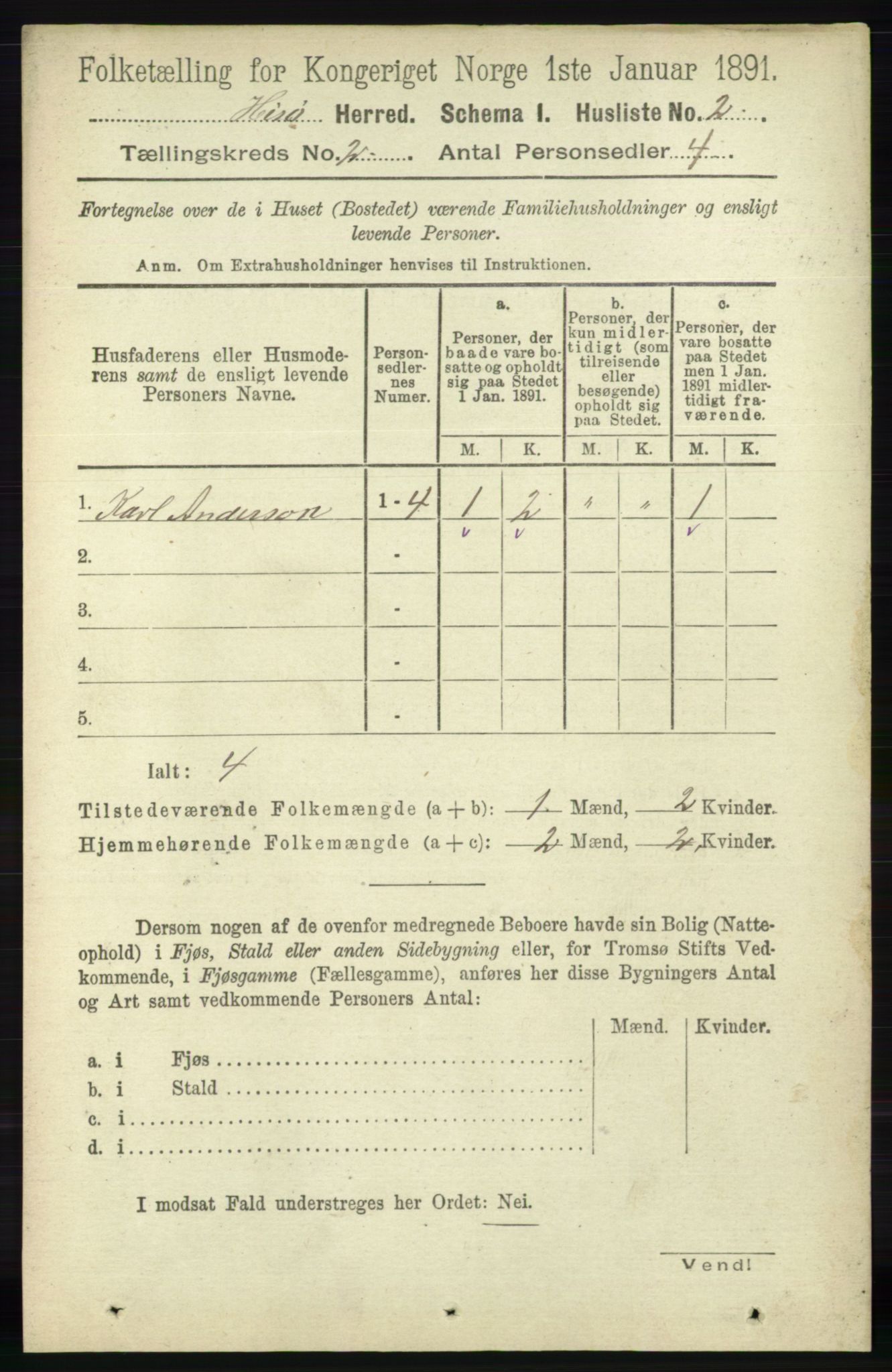 RA, 1891 census for 0922 Hisøy, 1891, p. 719