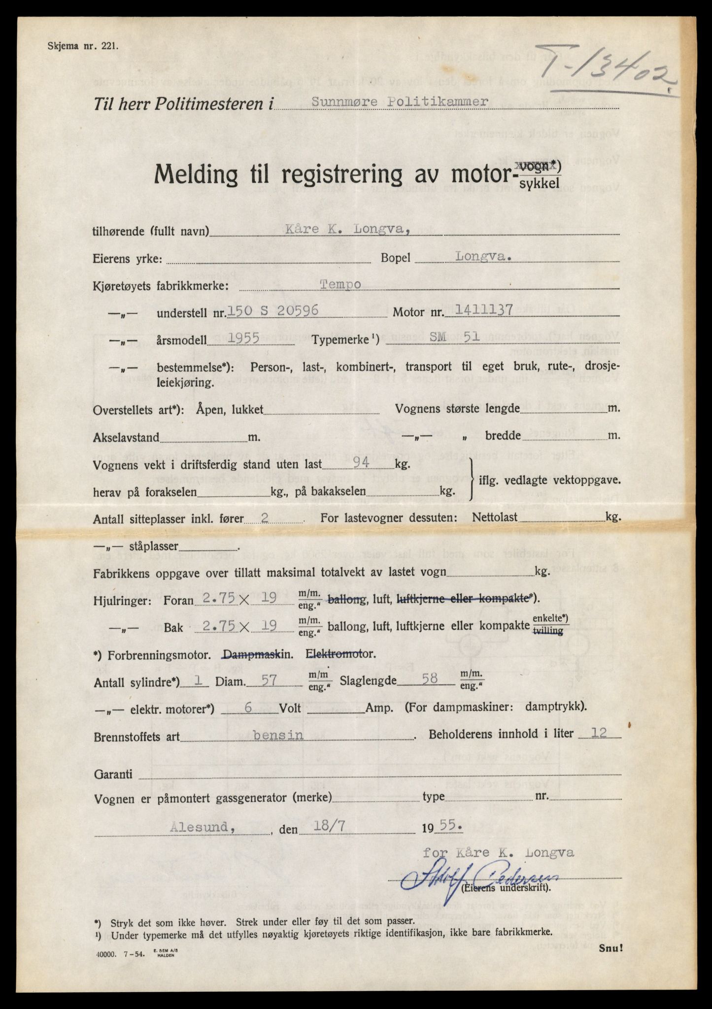 Møre og Romsdal vegkontor - Ålesund trafikkstasjon, AV/SAT-A-4099/F/Fe/L0039: Registreringskort for kjøretøy T 13361 - T 13530, 1927-1998, p. 711