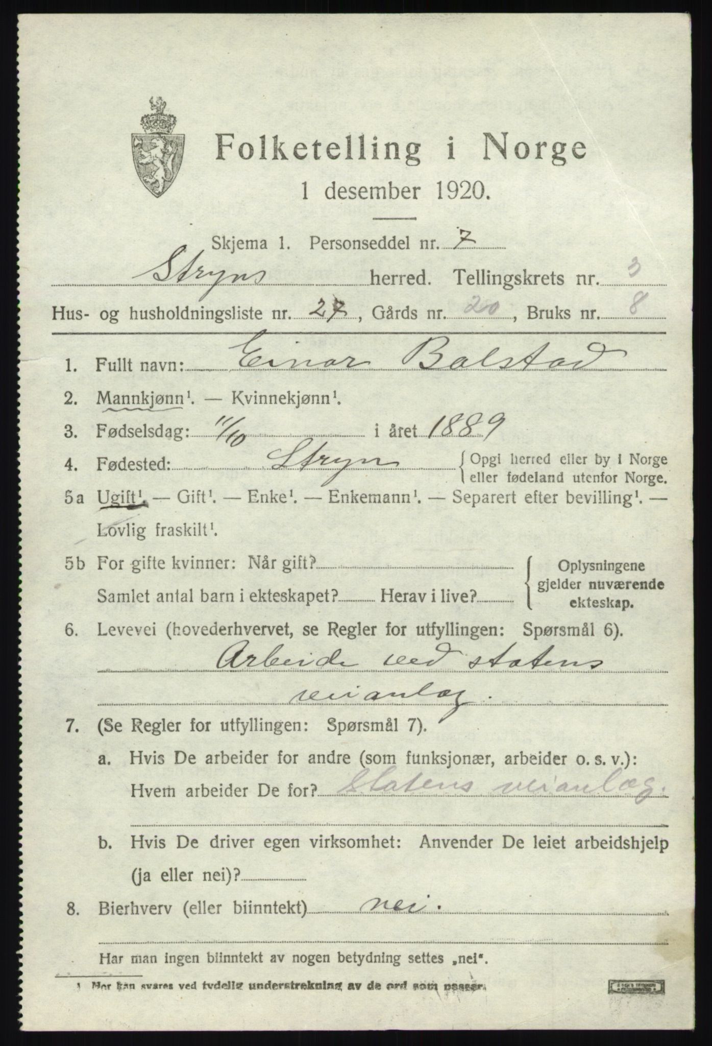 SAB, 1920 census for Stryn, 1920, p. 1676