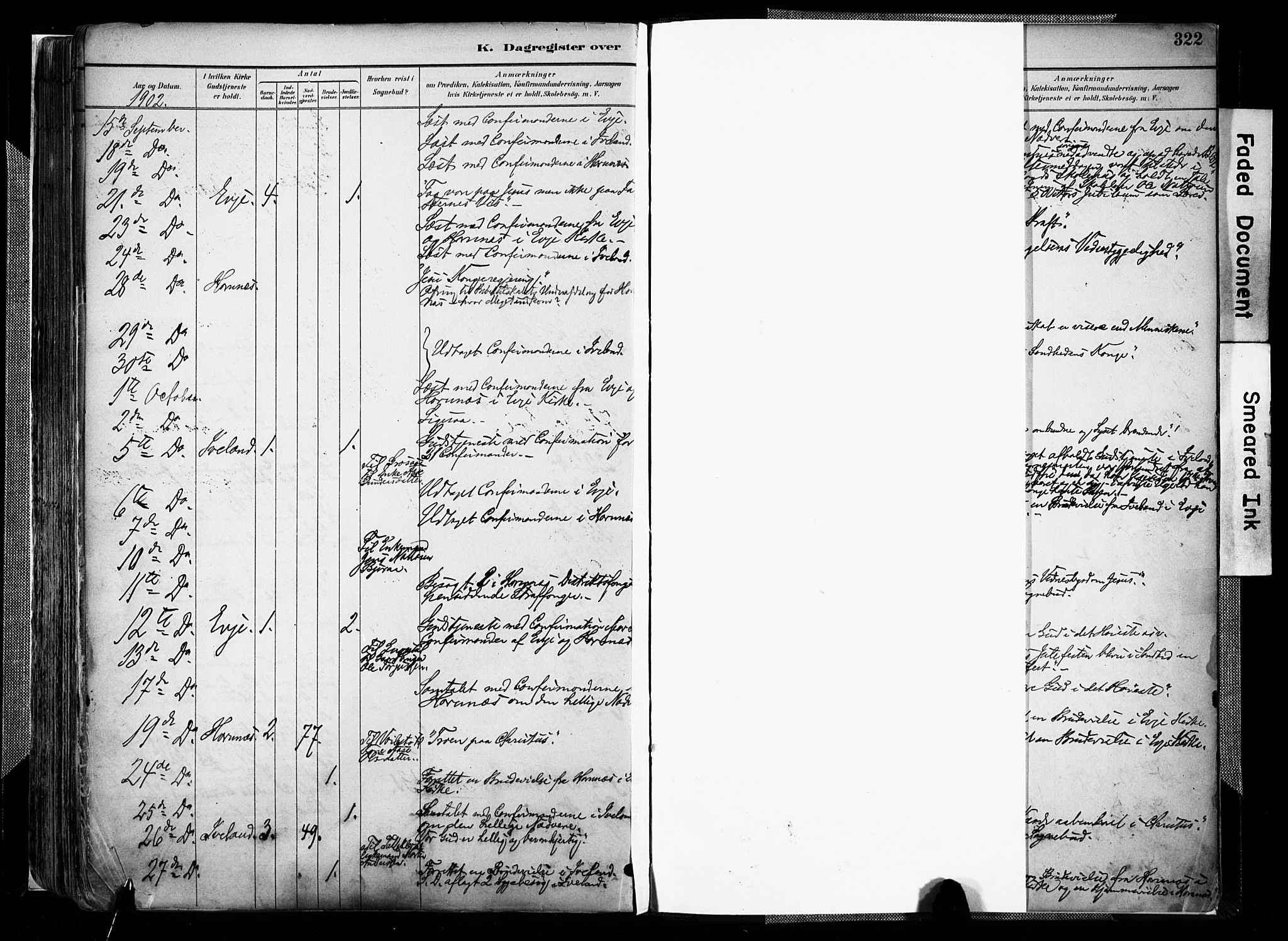 Evje sokneprestkontor, AV/SAK-1111-0008/F/Fa/Faa/L0007: Parish register (official) no. A 7, 1884-1909, p. 322