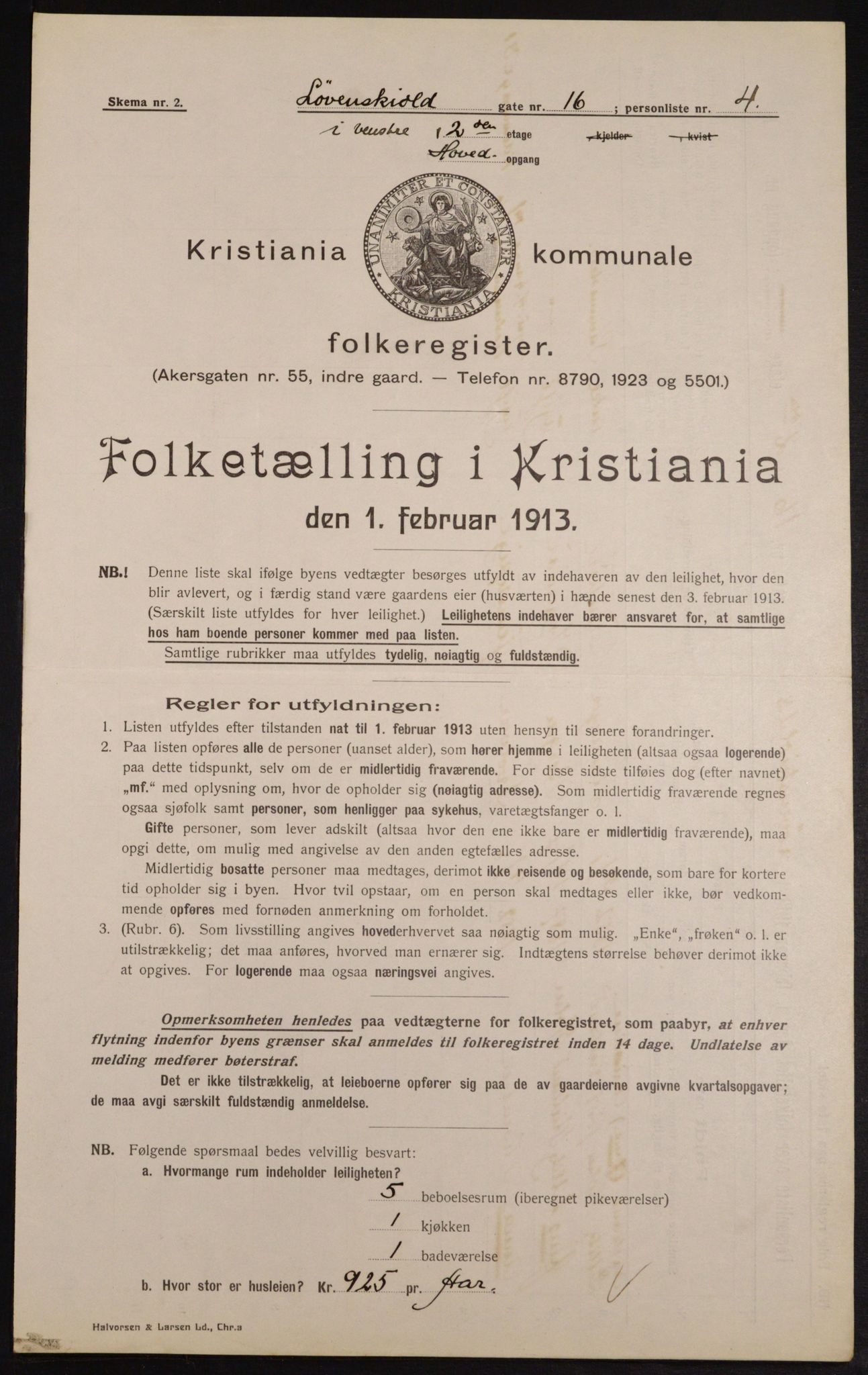 OBA, Municipal Census 1913 for Kristiania, 1913, p. 58858