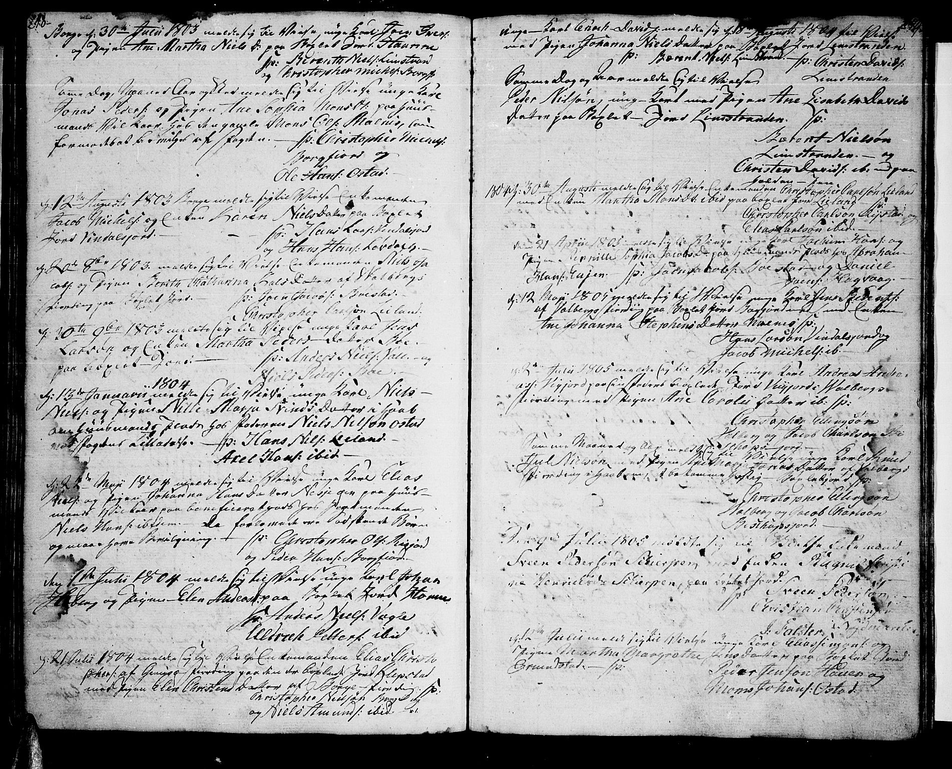 Ministerialprotokoller, klokkerbøker og fødselsregistre - Nordland, AV/SAT-A-1459/880/L1129: Parish register (official) no. 880A03, 1796-1821, p. 248-249