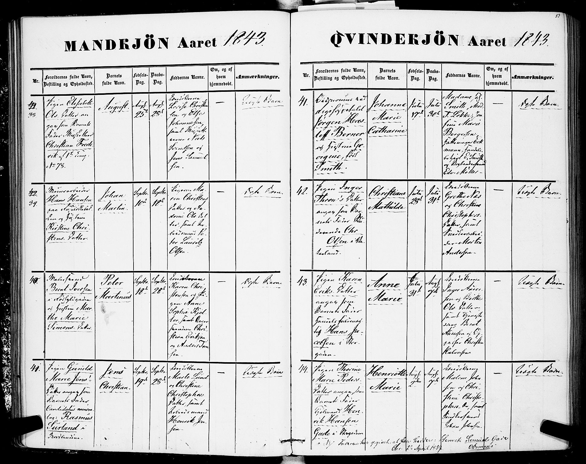 Rikshospitalet prestekontor Kirkebøker, AV/SAO-A-10309b/F/L0003: Parish register (official) no. 3, 1841-1853, p. 53